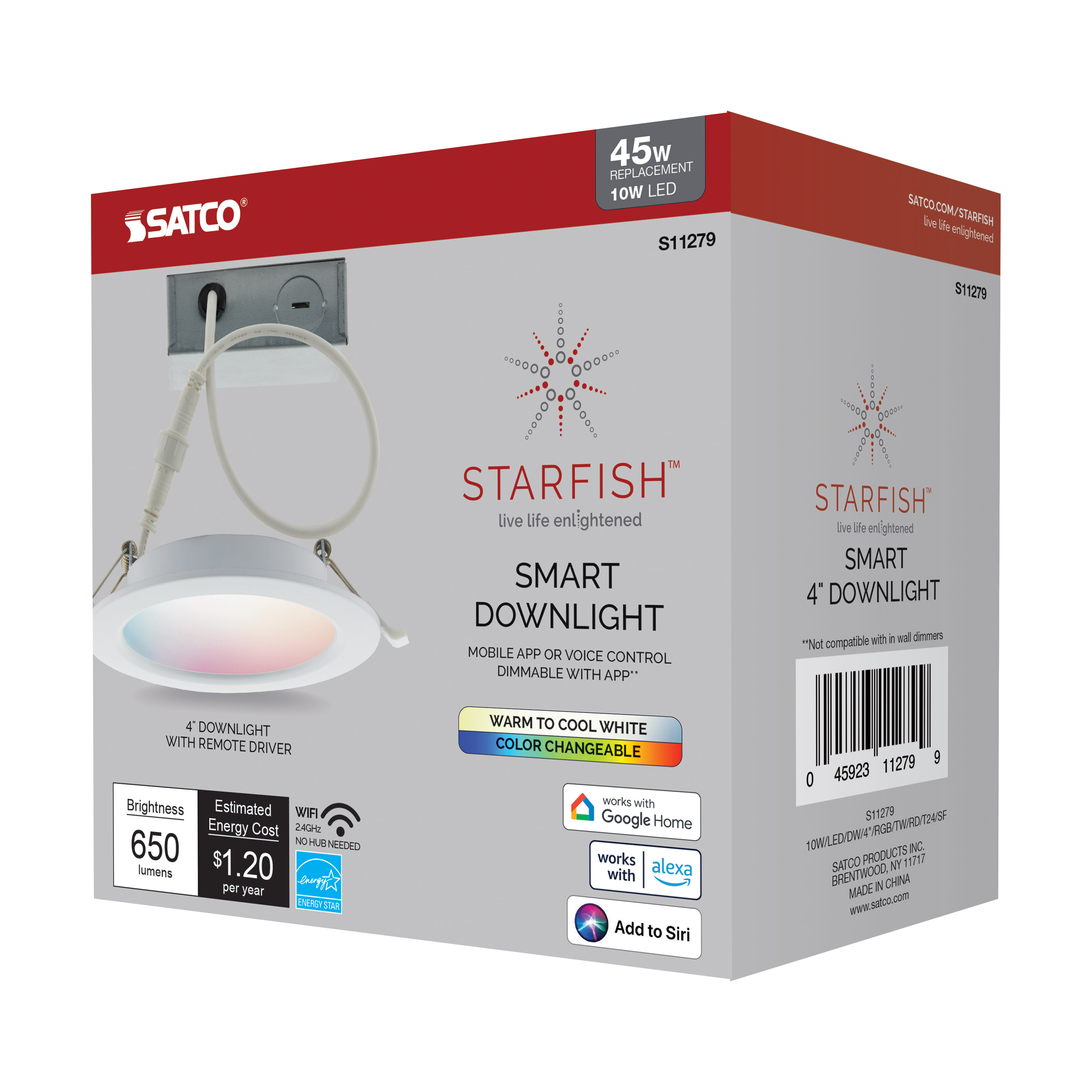 10WLED/DW/4"/RGB/TW/RD/T24/SF - S11279