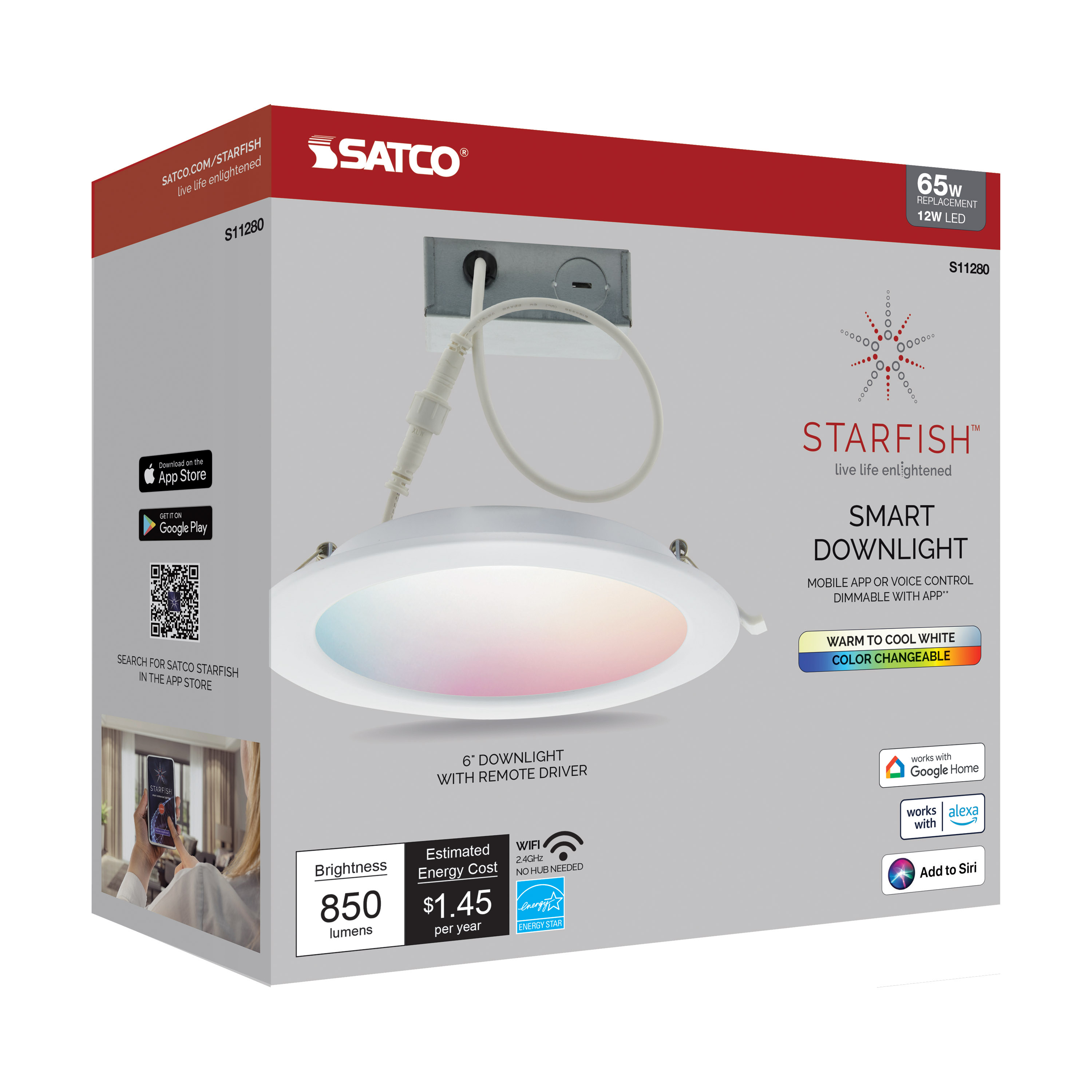 12WLED/DW/6"/RGB/TW/RD/T24/SF - S11280