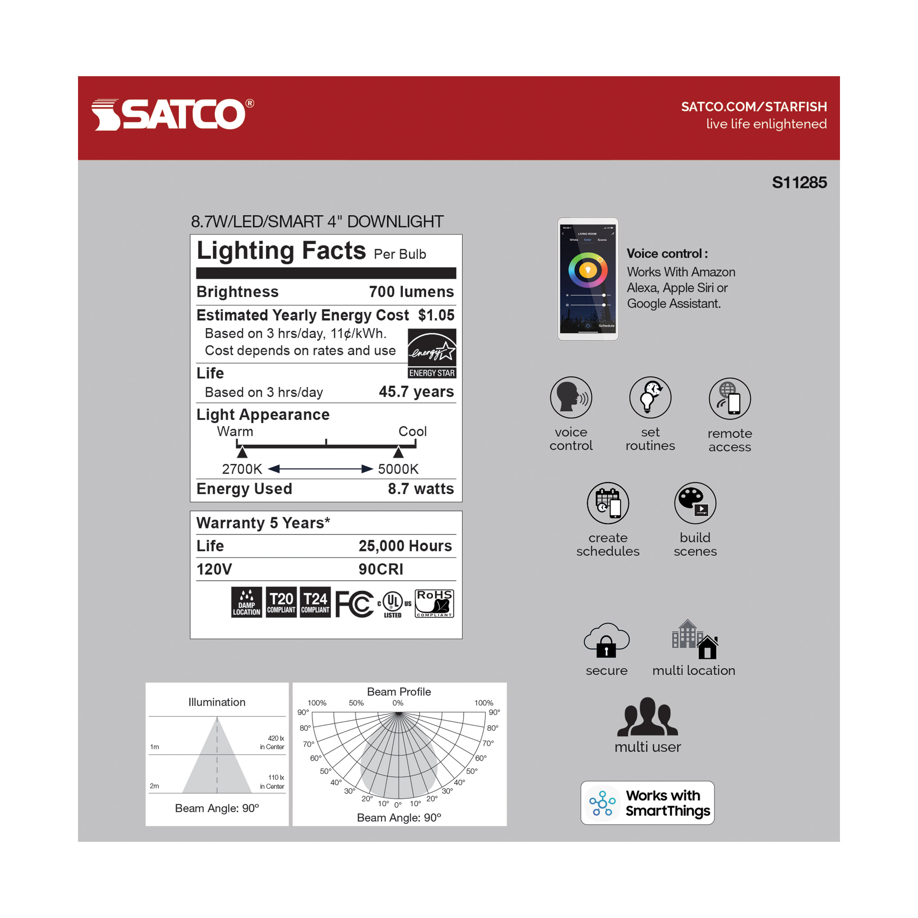 8.7W/LED/RDL/4/RGB/TW/T20/JA8/ - S11285