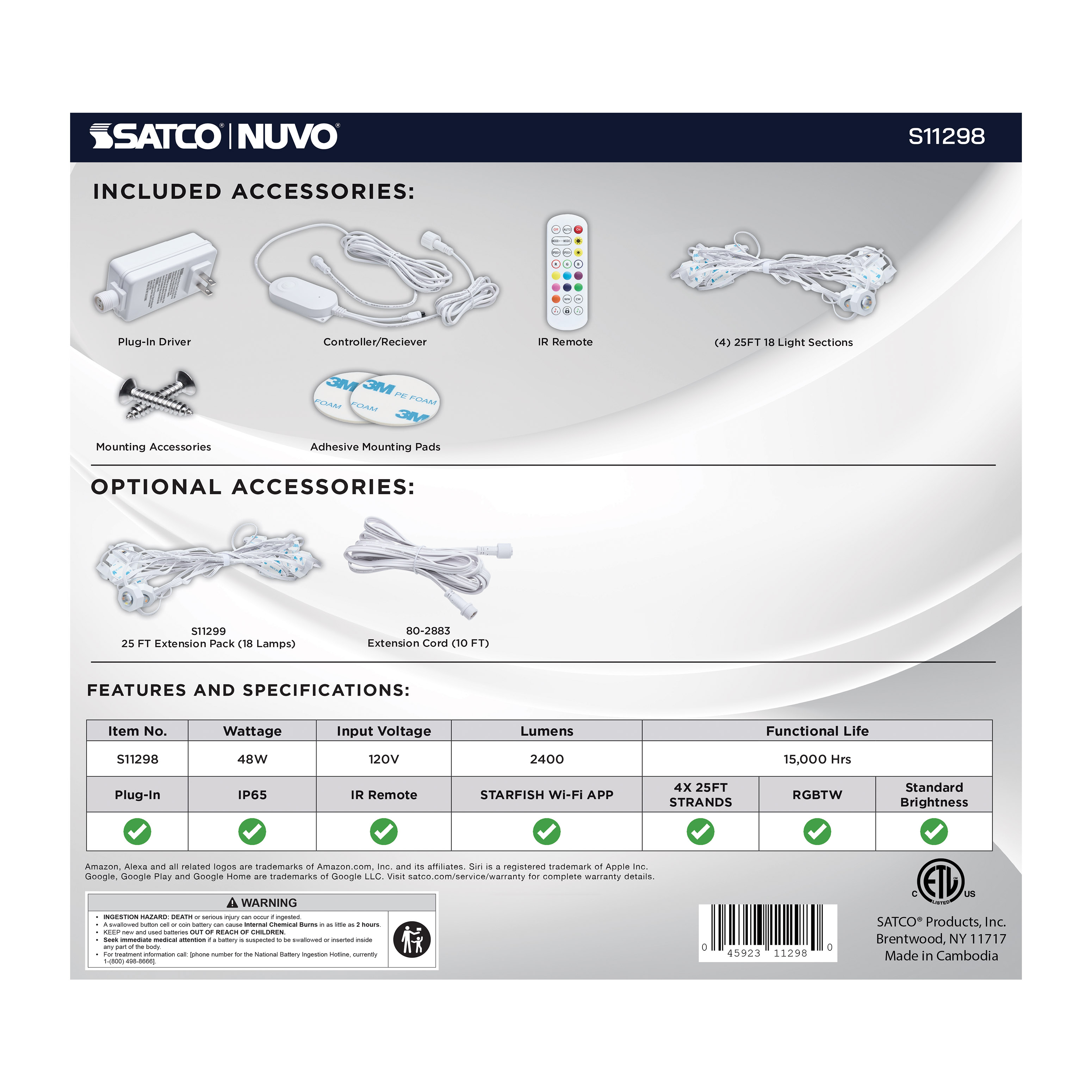 100FT/72LED/PSL/SF/RGBTWIC - S11298