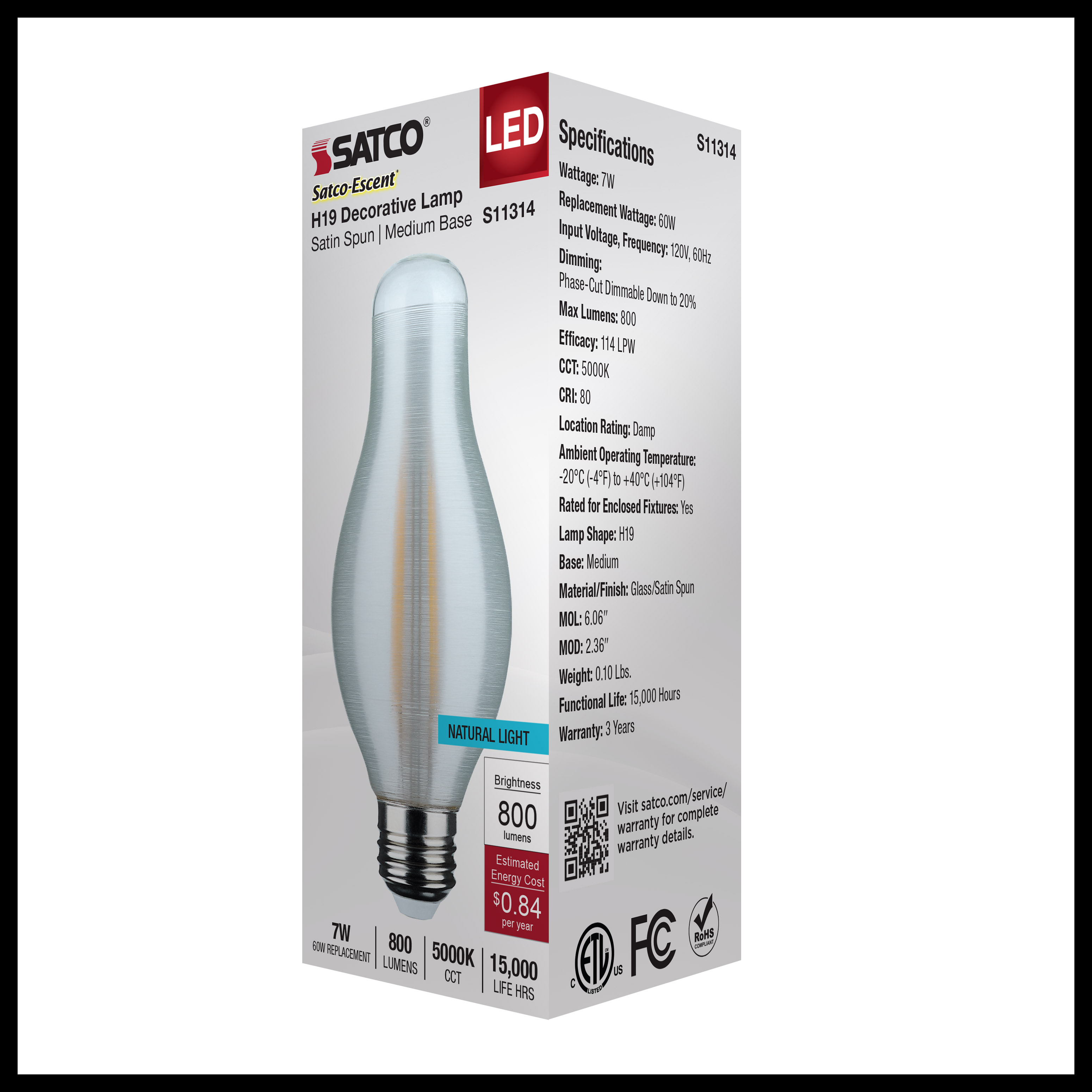 7H19/SS/LED/850/E26/120V - S11314