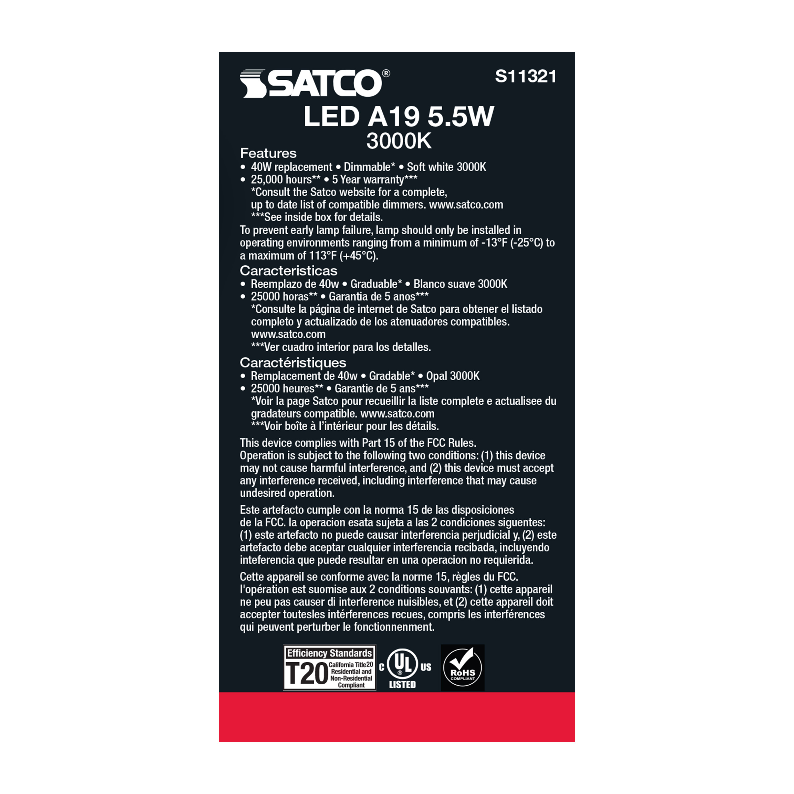 5.5A19/LED/930/120V/D - S11321