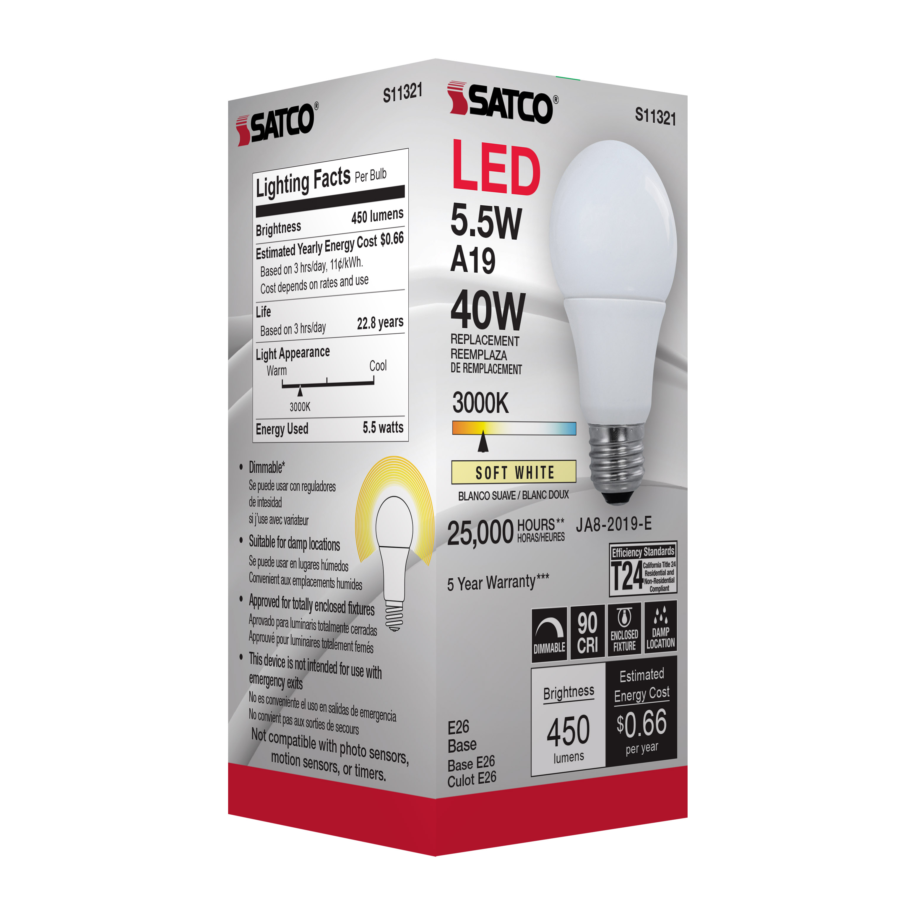 5.5A19/LED/930/120V/D - S11321