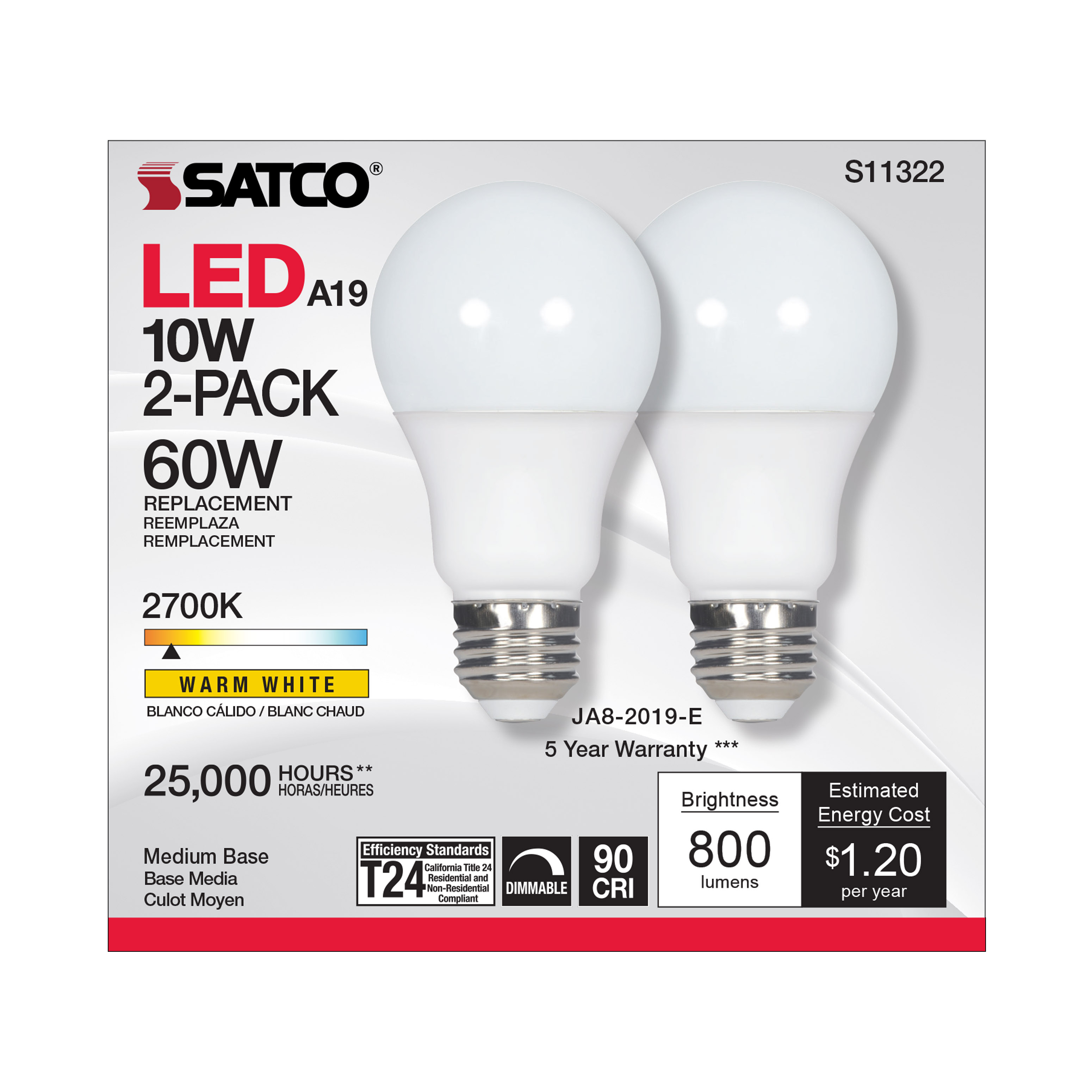 10A19/LED/927/120V/D/2PK - S11322