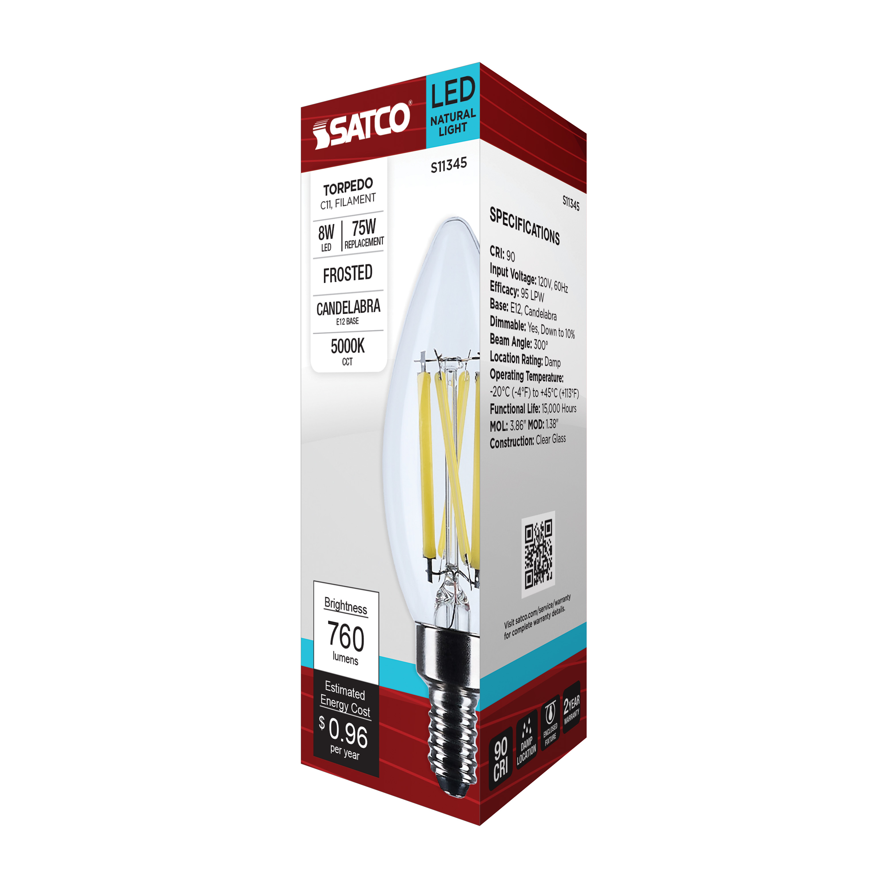 8W/CTC/LED/950/120V/E12 - S11345