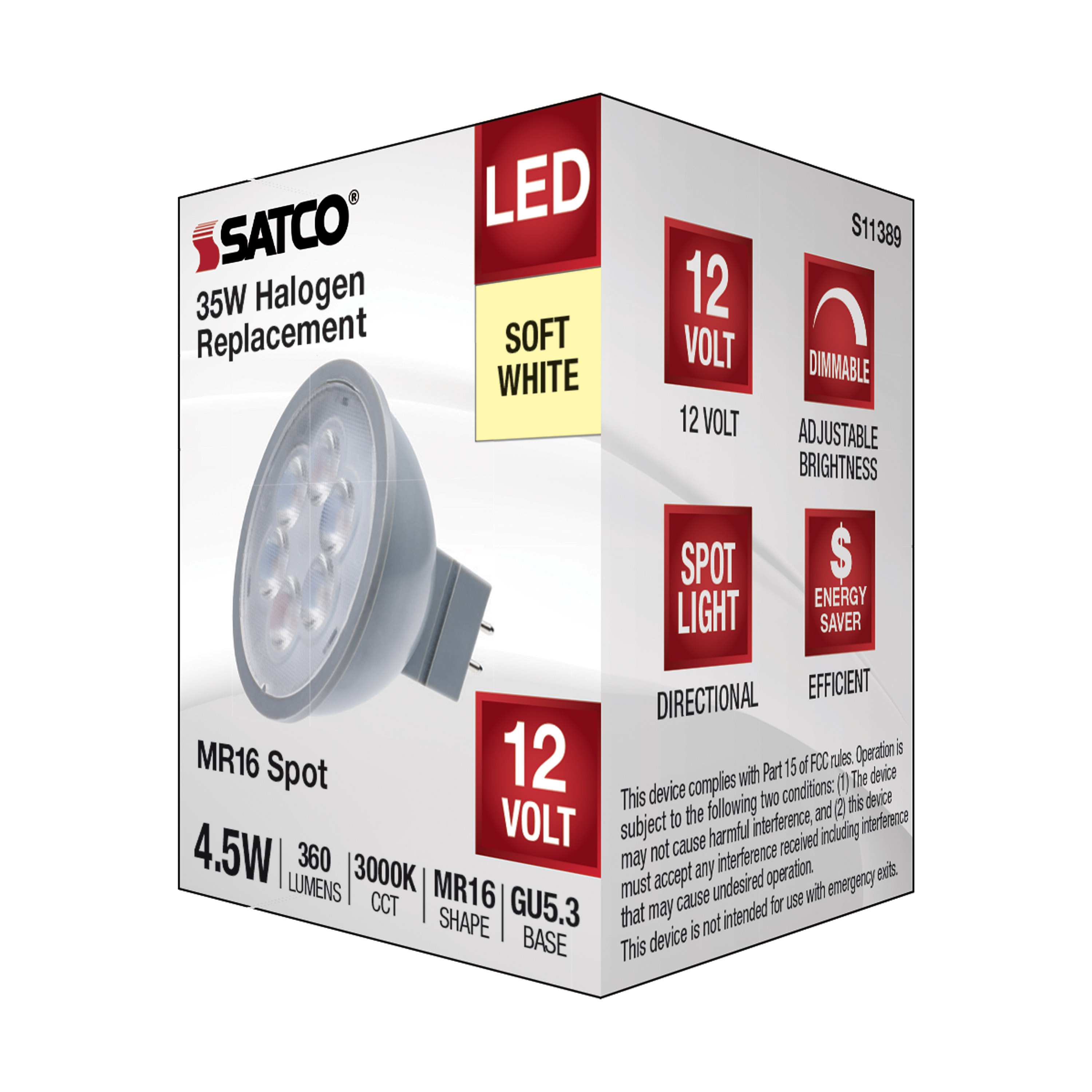 4.5MR16/LED/15'/830/12V - S11389