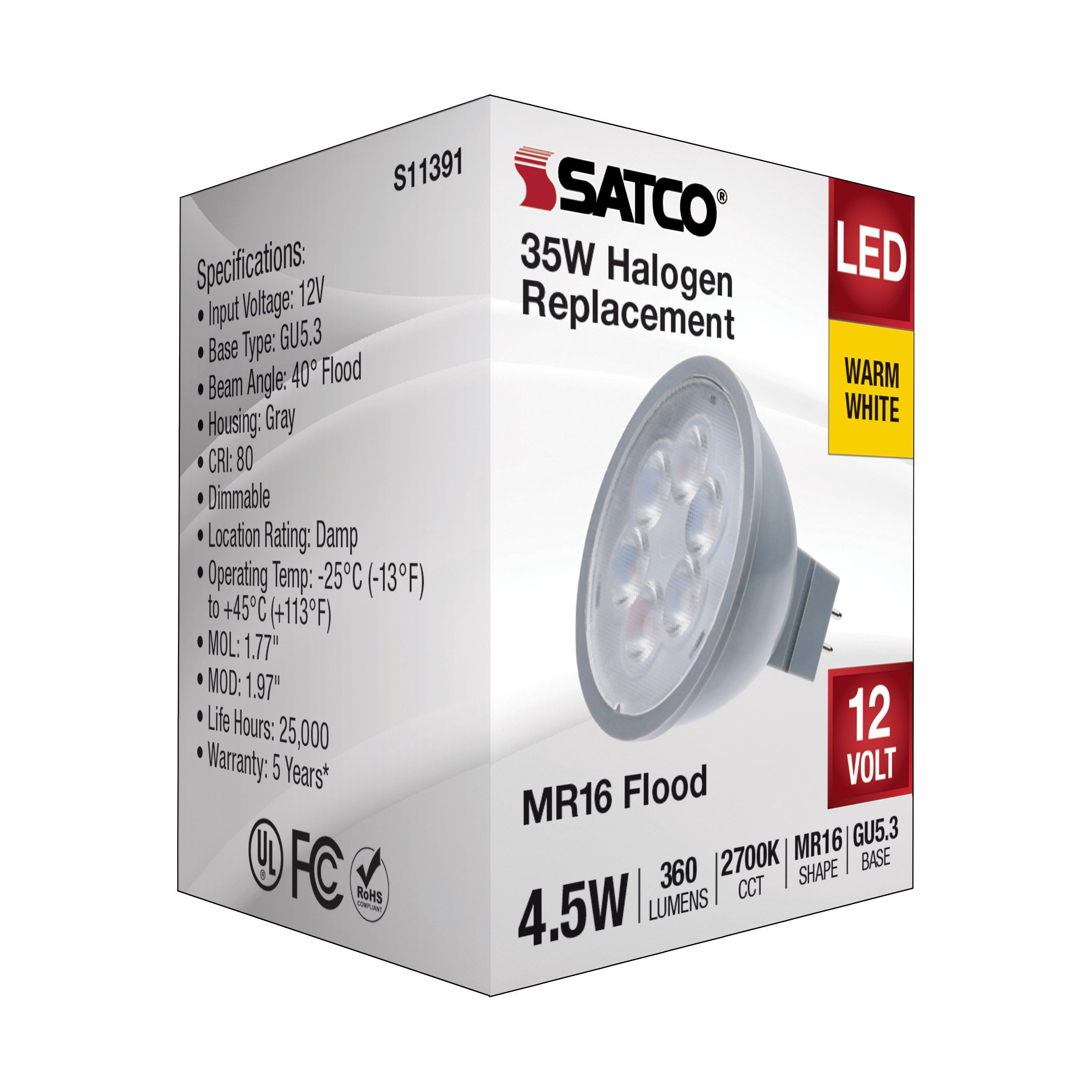 4.5MR16/LED/40'/827/12V - S11391