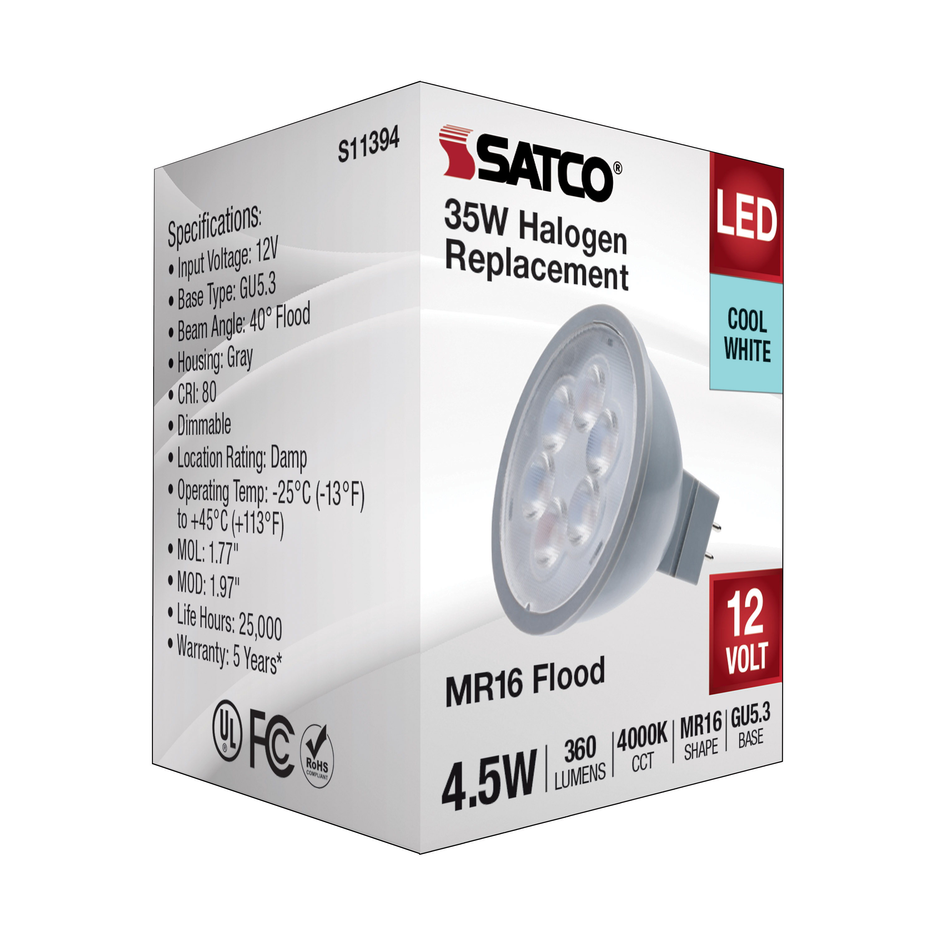 4.5MR16/LED/40'/840/12V - S11394