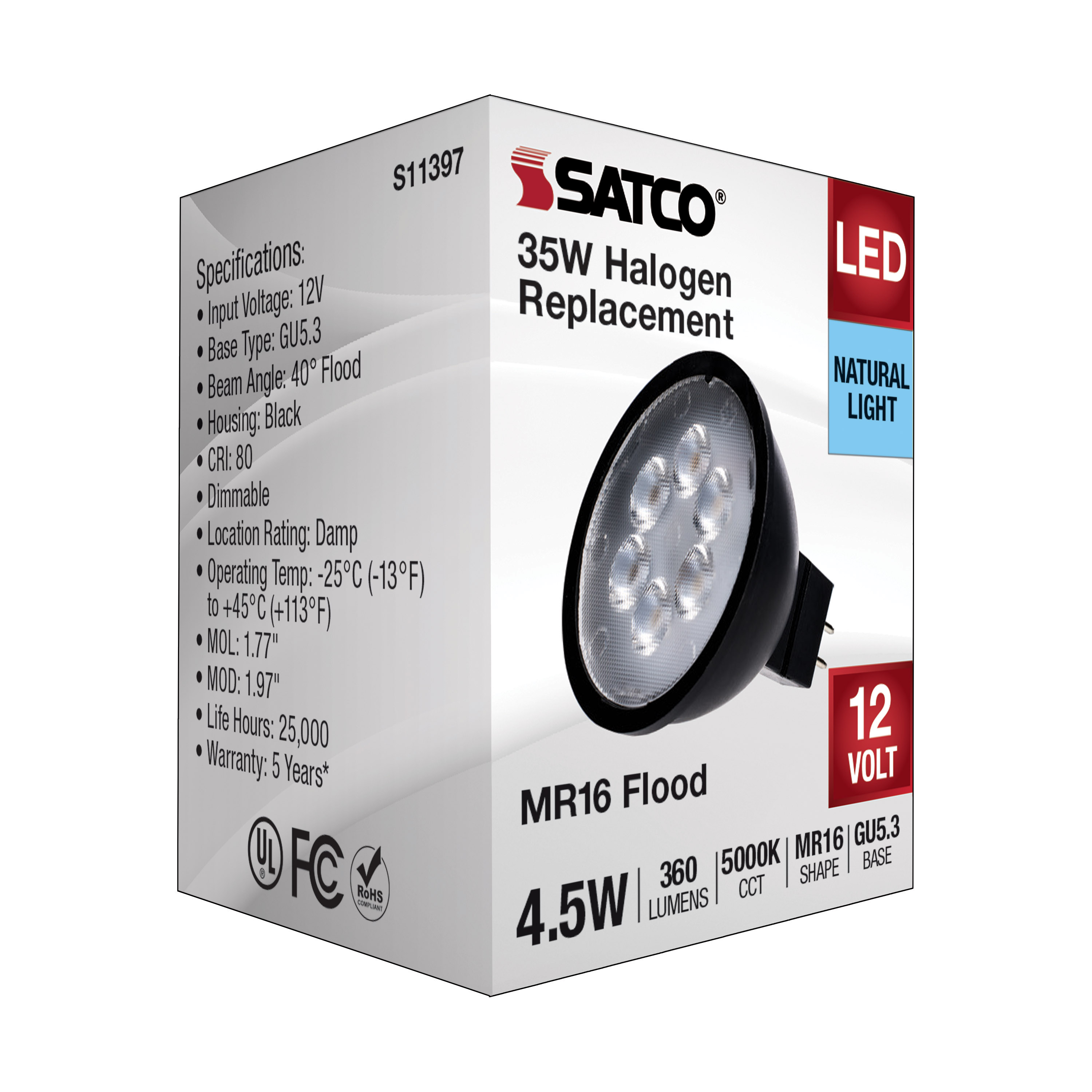 4.5MR16/LED/40'/850/12V/BLACK - S11397
