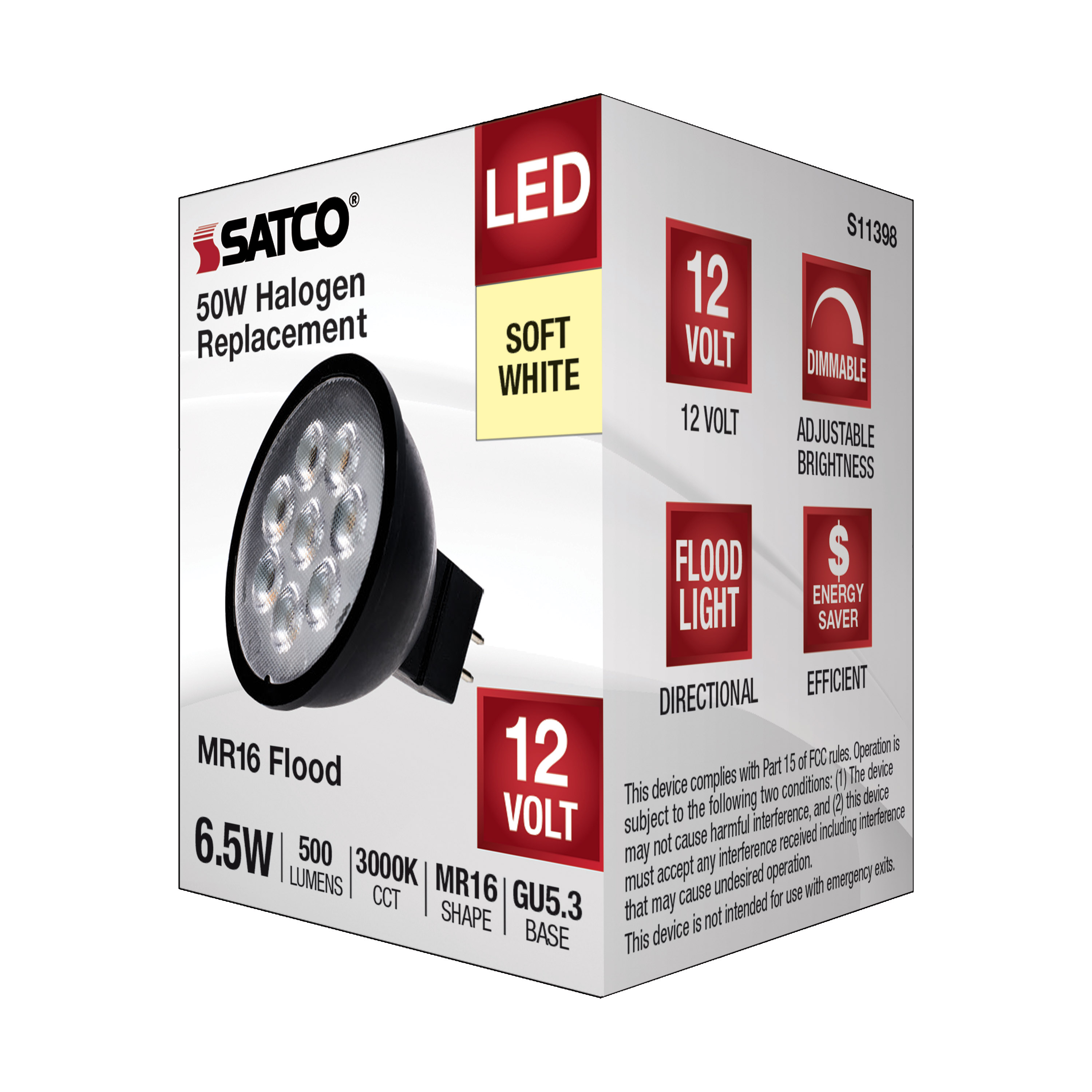 6.5MR16/LED/40'/830/12V/BLACK - S11398