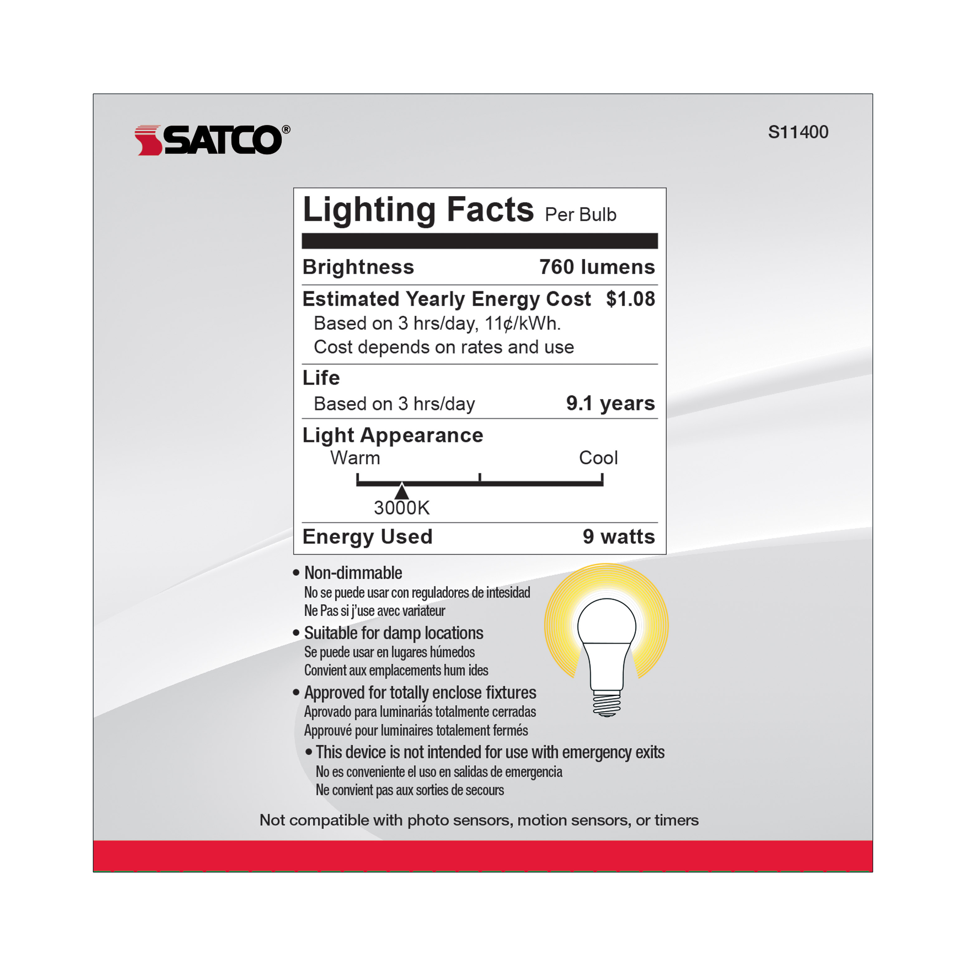 9A19/LED/E26/3K/120V/10PK - S11400