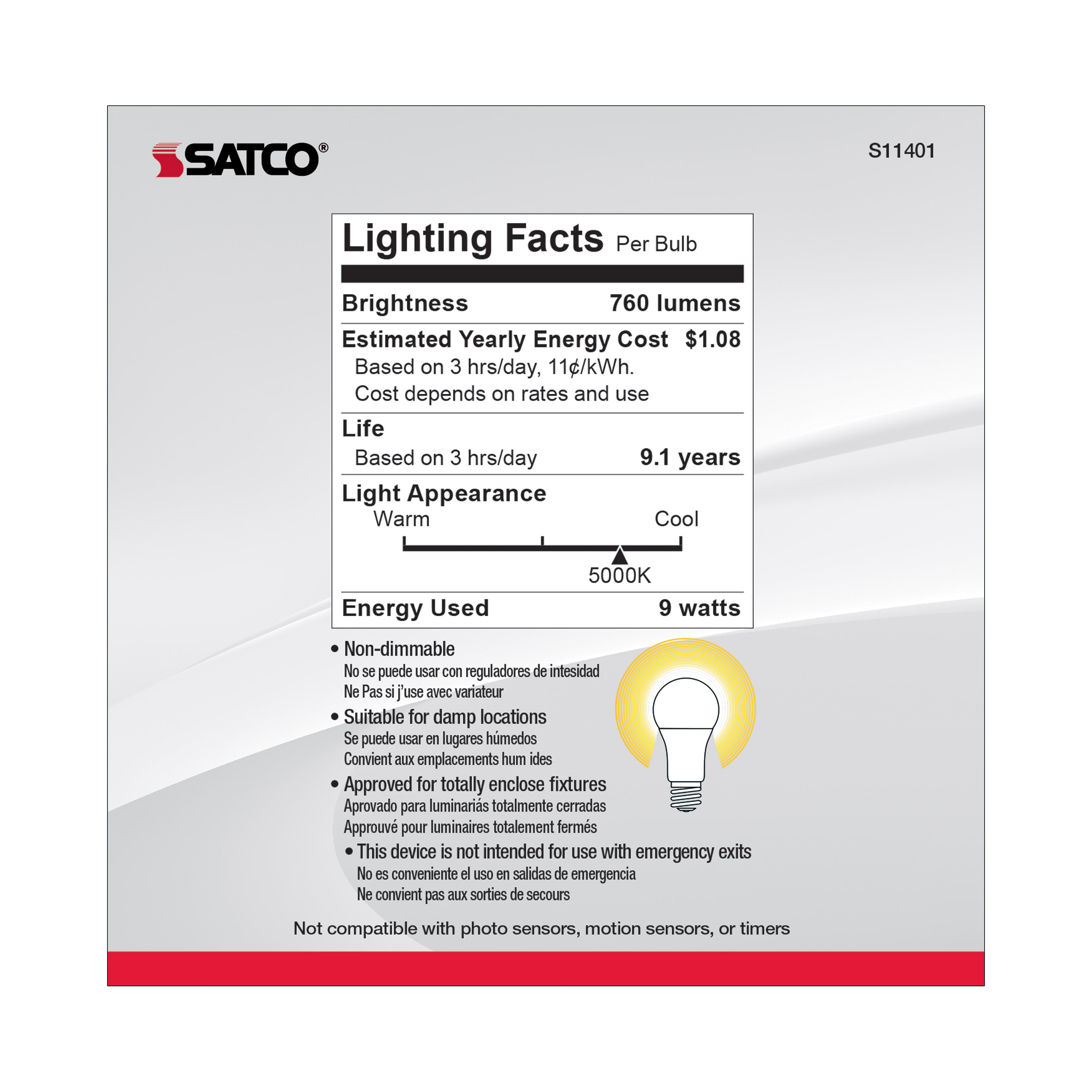 9A19/LED/E26/5K/120V/10PK - S11401