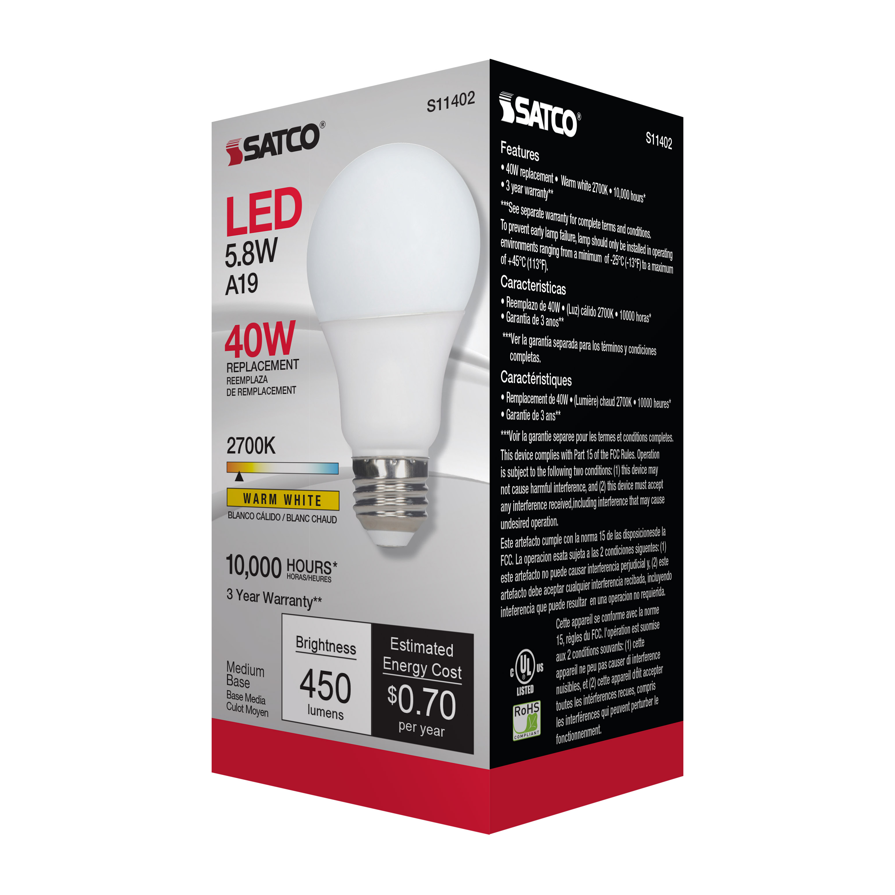 5.8A19/LED/27K/120V/ECO/ND - S11402