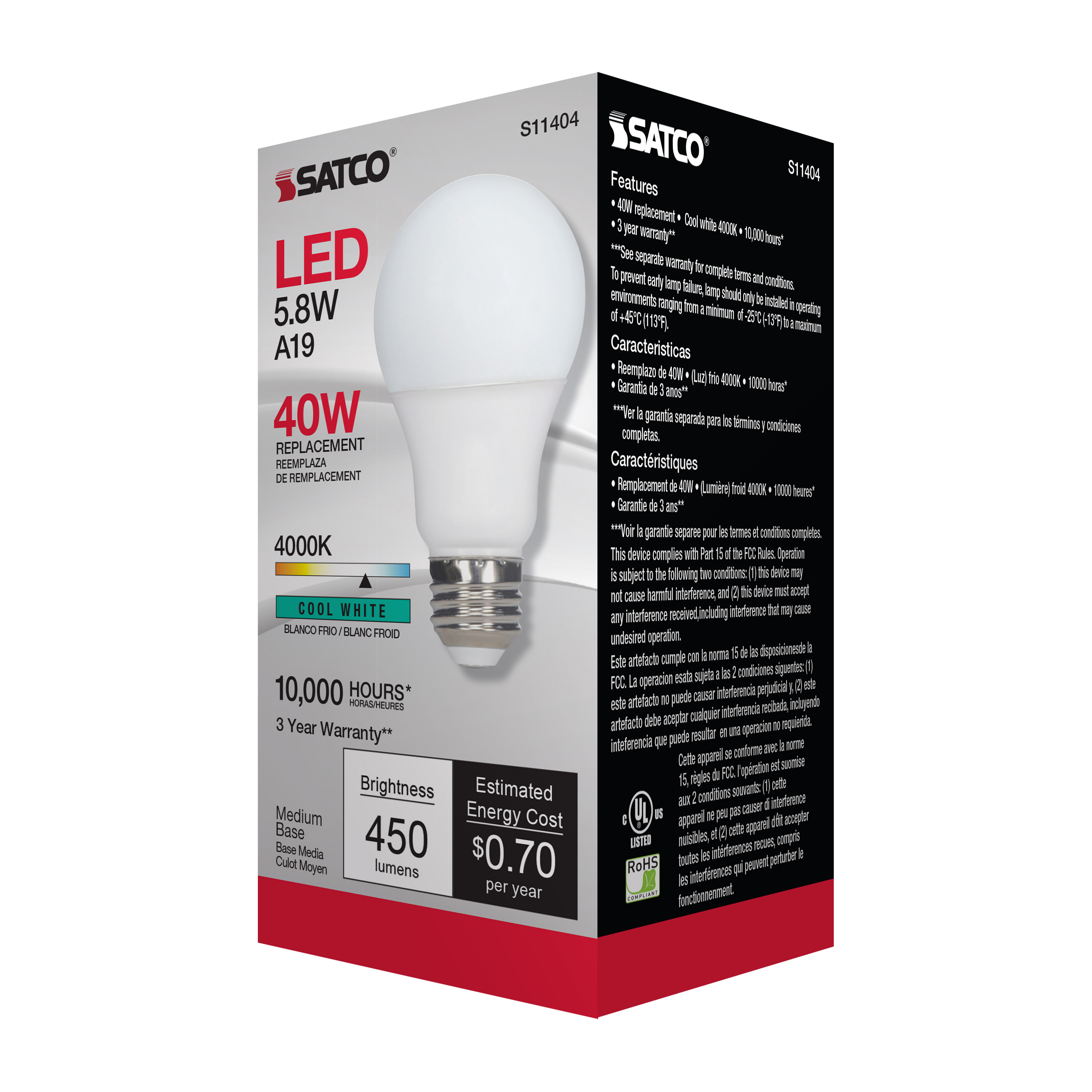 5.8A19/LED/40K/120V/ECO/ND - S11404
