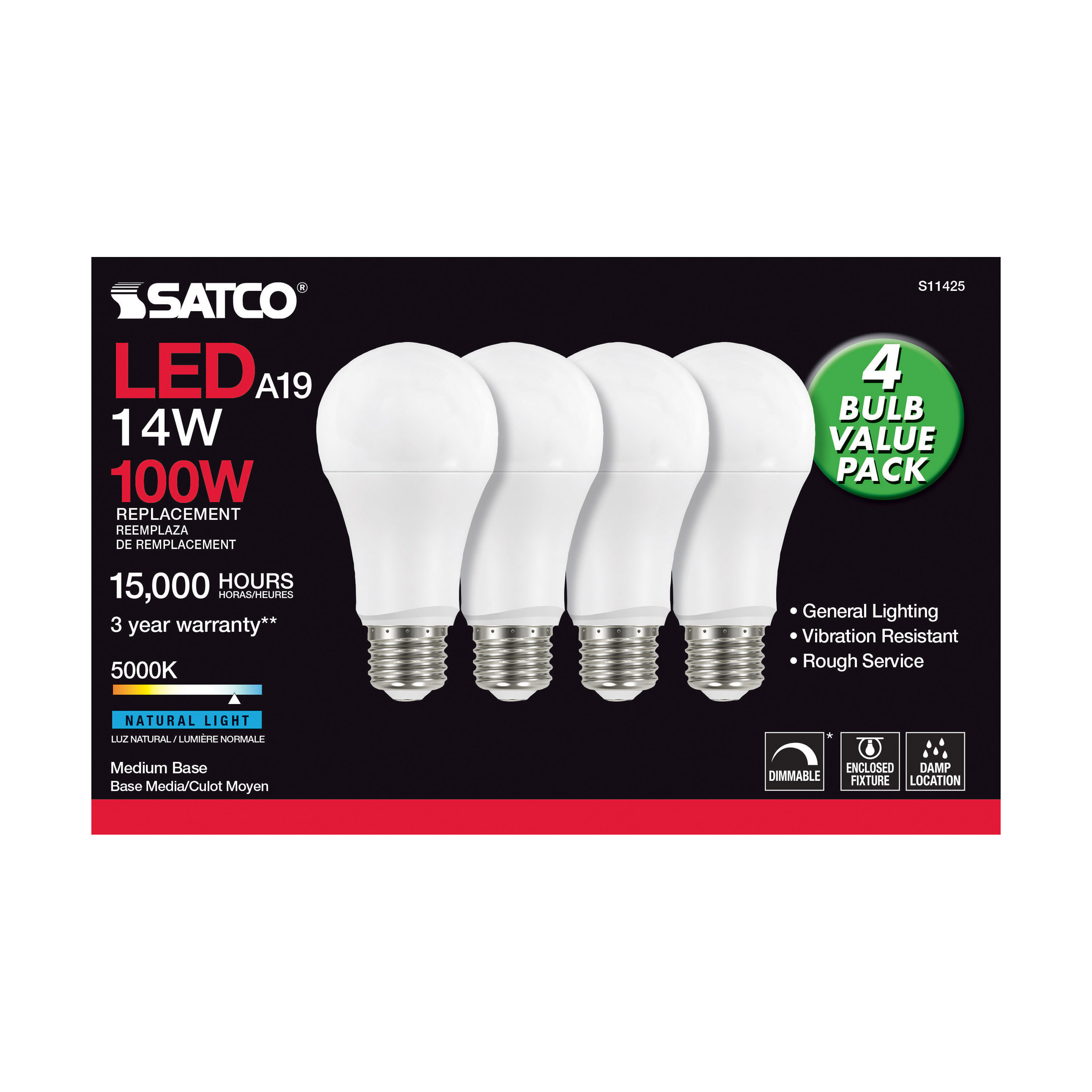 14A19/LED/850/120V/D/4PK - S11425