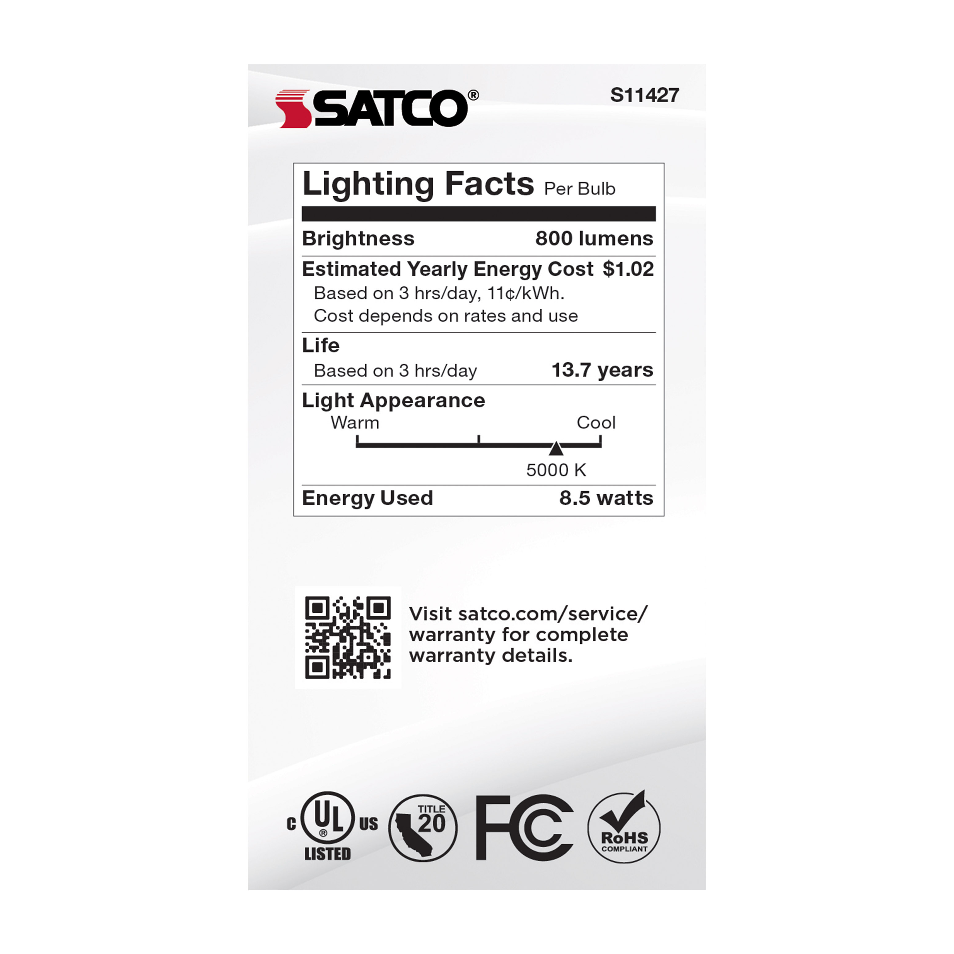 8.5A19/DUSK/DAWN/LED/50K - S11427