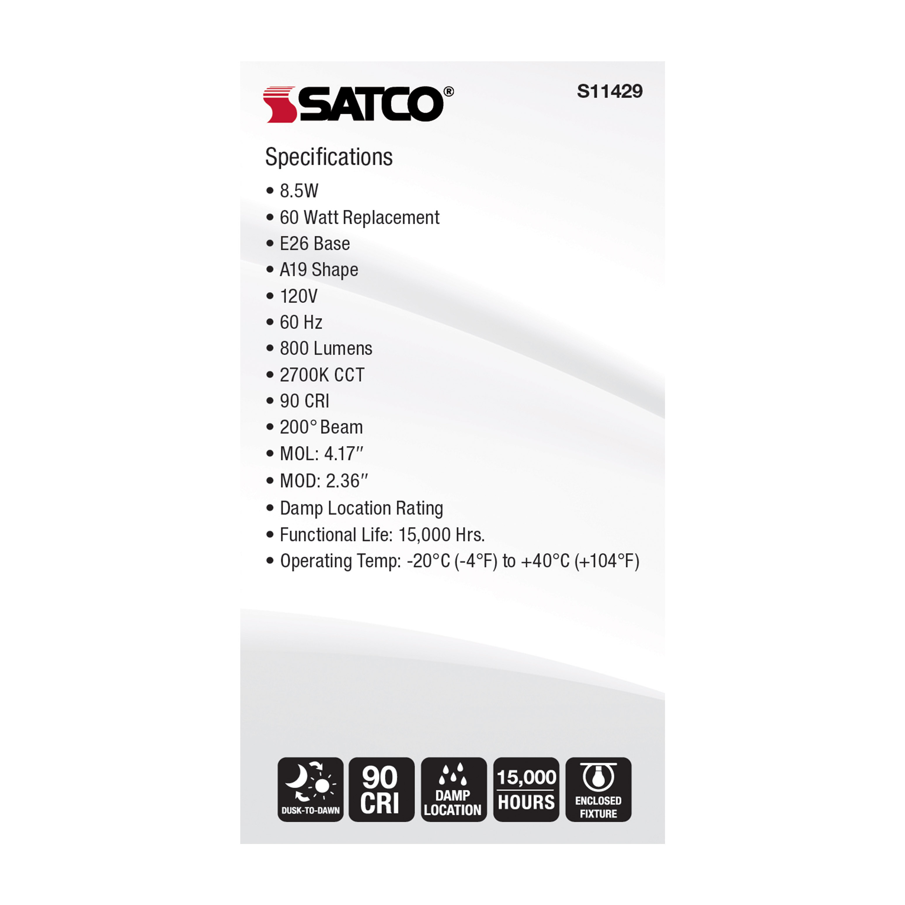 8.5A19/DUSK/DAWN/LED/927 - S11429