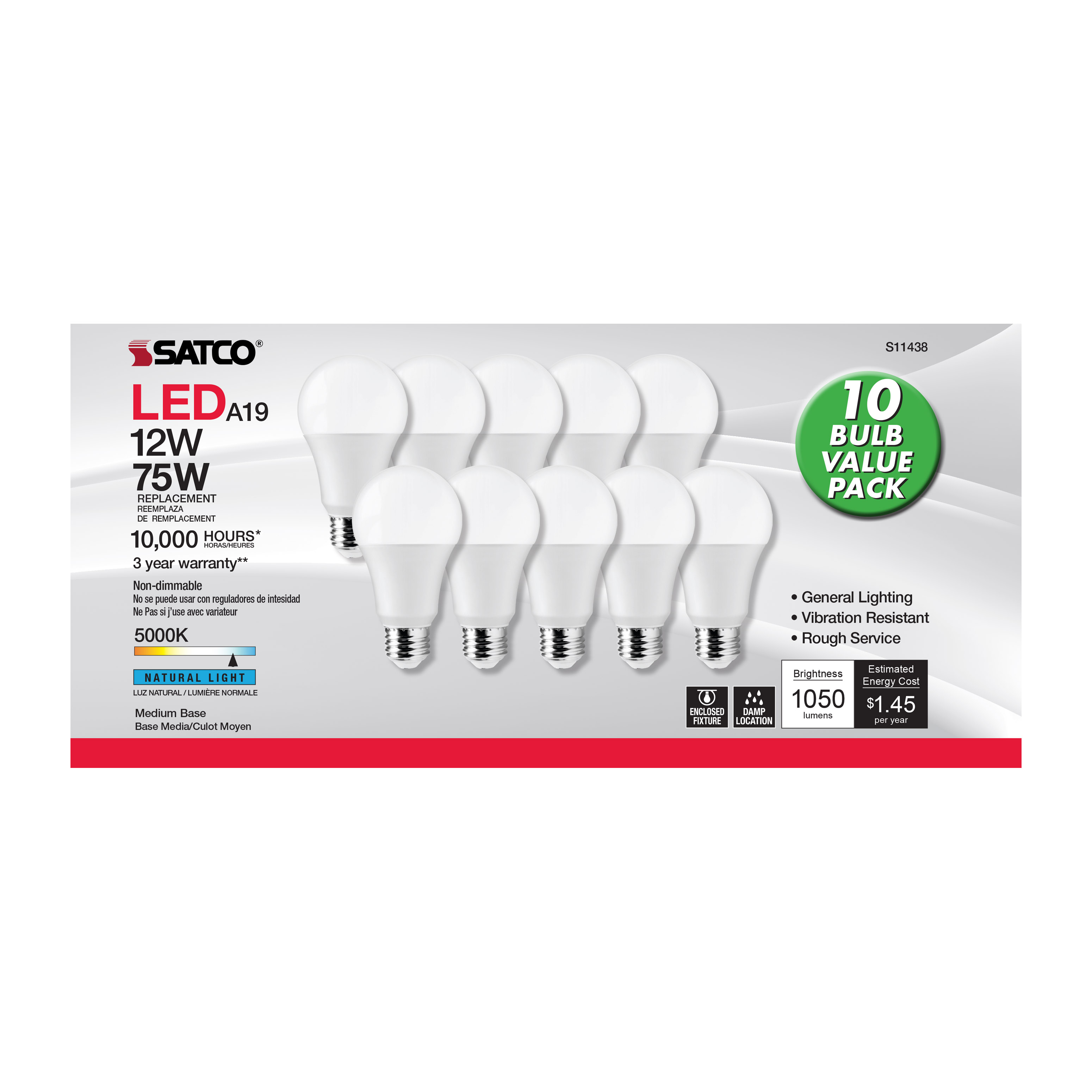 12A19/LED/E26/850/120V/10PK - S11438