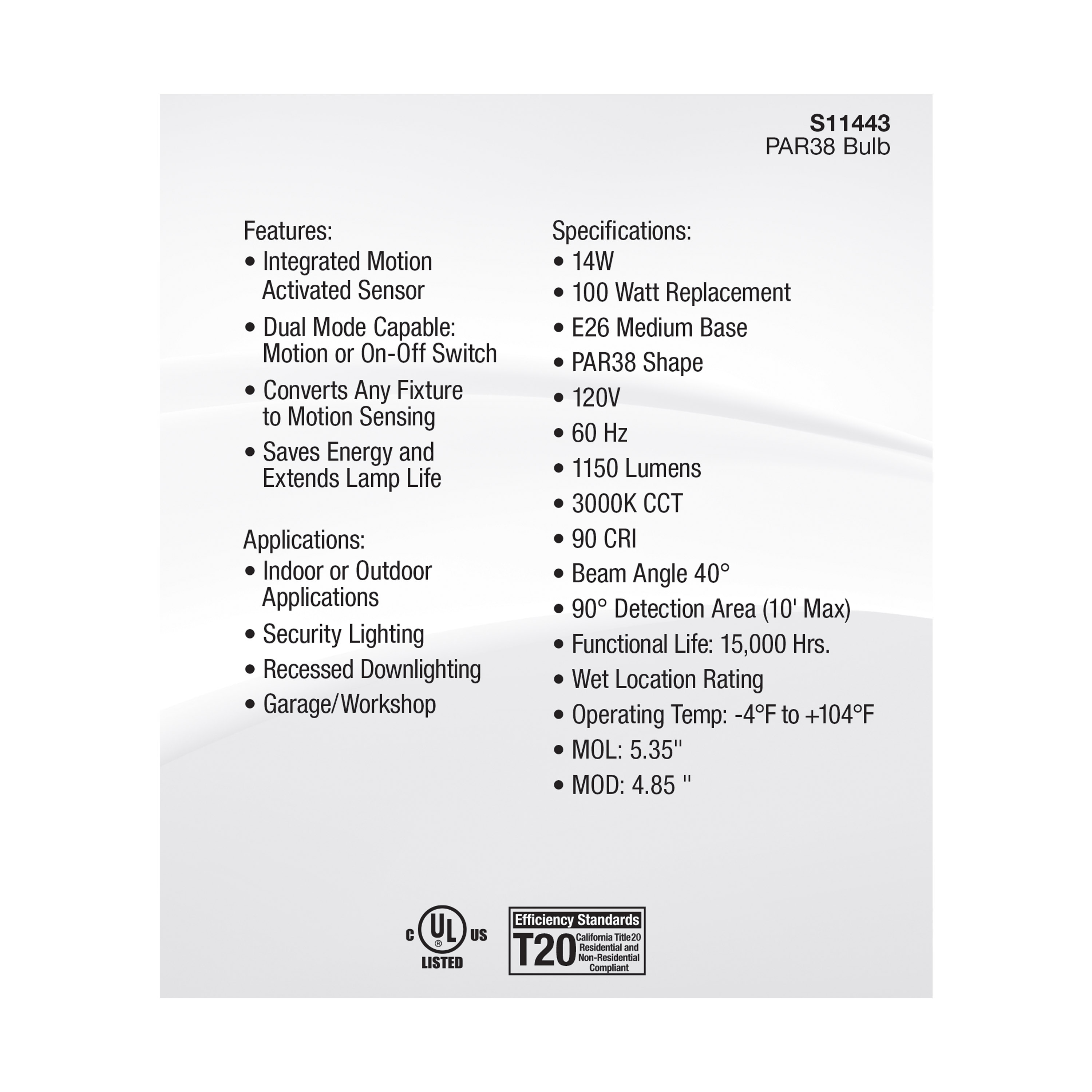 14PAR38/PIR/40/930/120V/ND - S11443