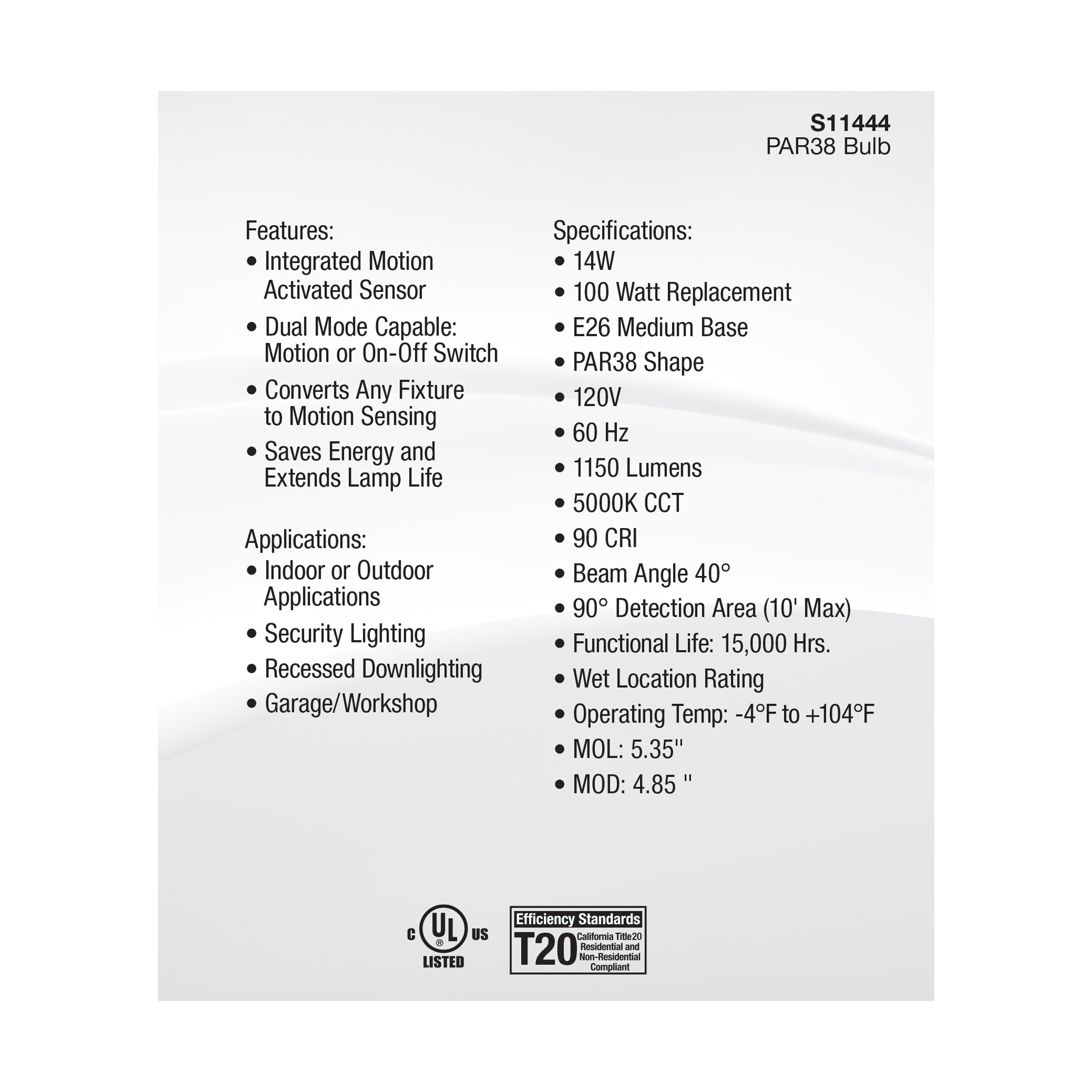 14PAR38/PIR/40/950/120V/ND - S11444