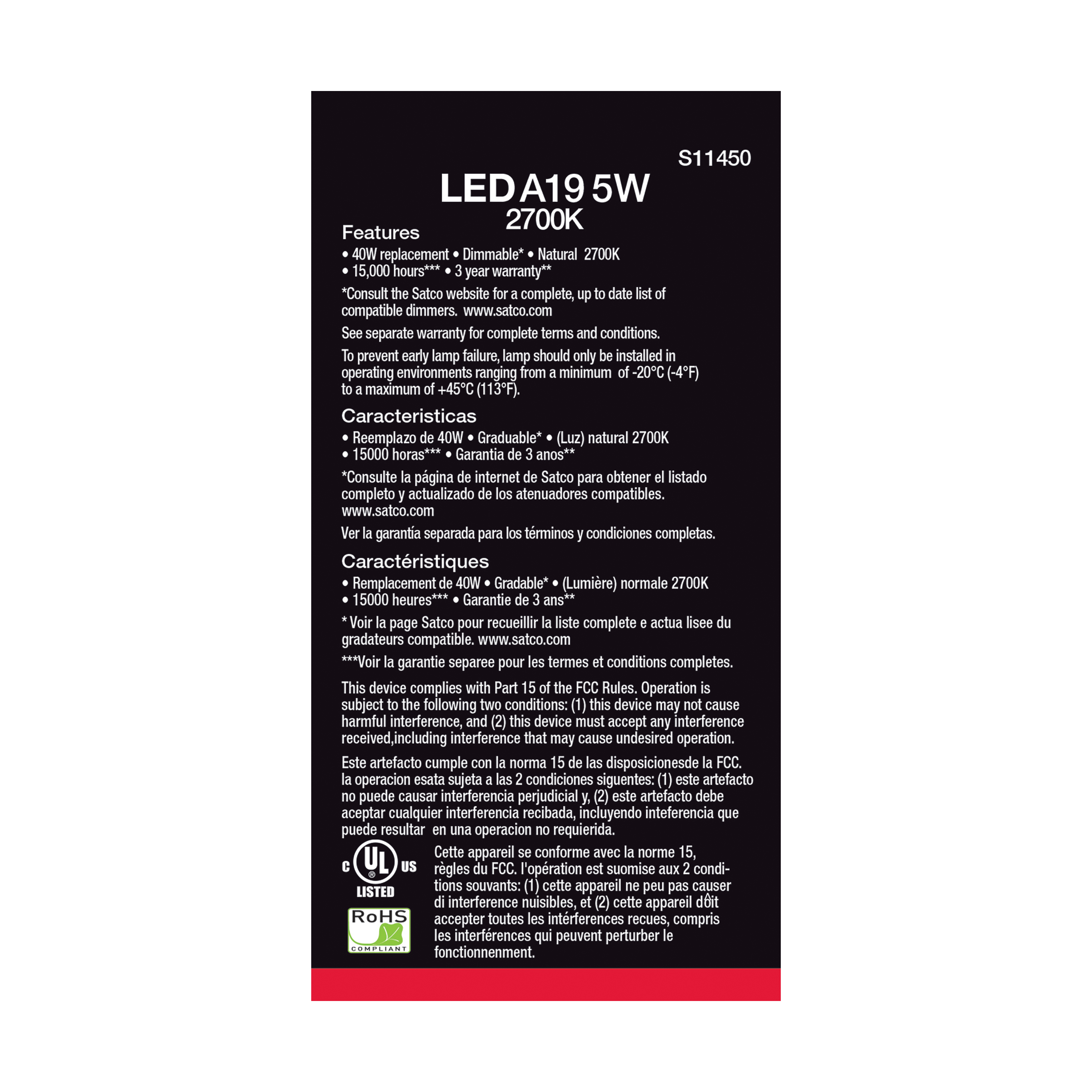 5A19/LED/827/120V/D/4PK - S11450