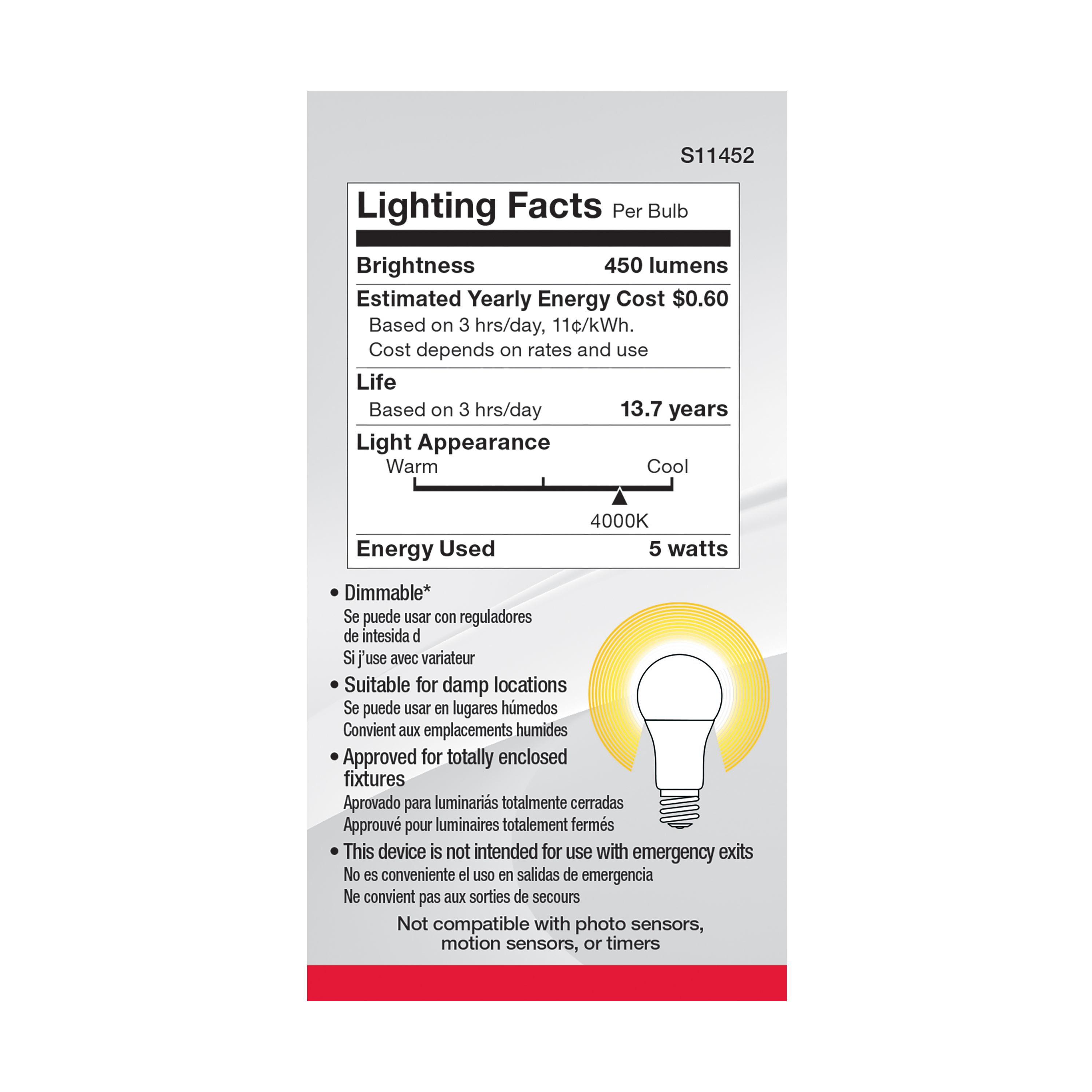 5A19/LED/840/120V/D/4PK - S11452