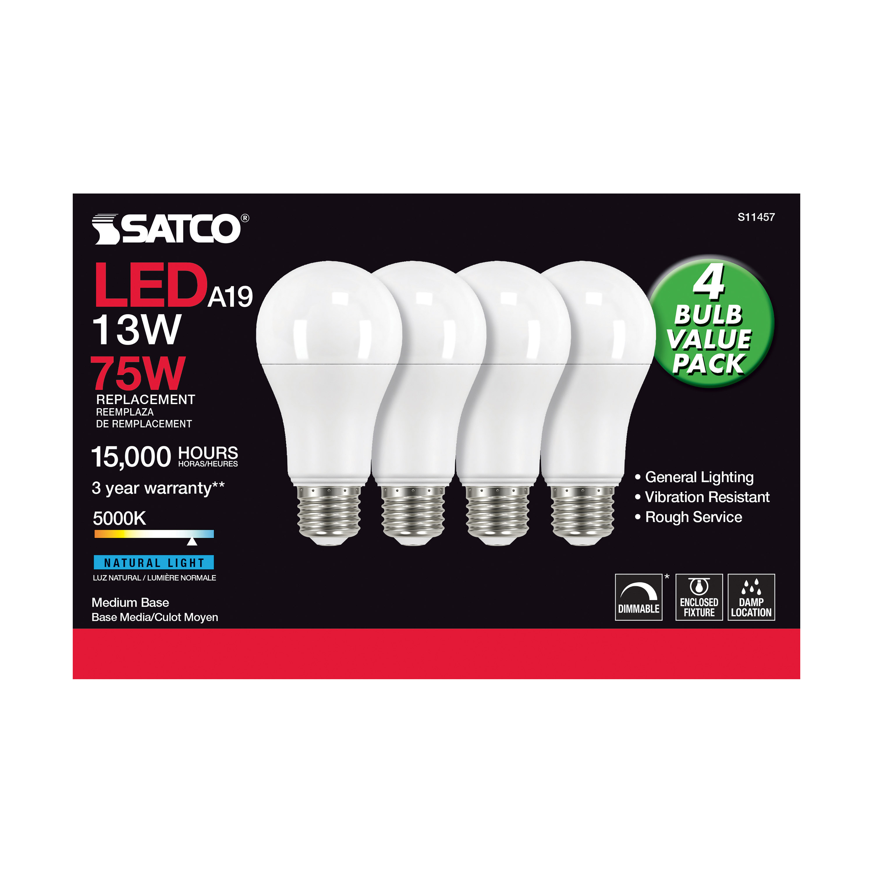 13A19/LED/850/120V/D/4PK - S11457