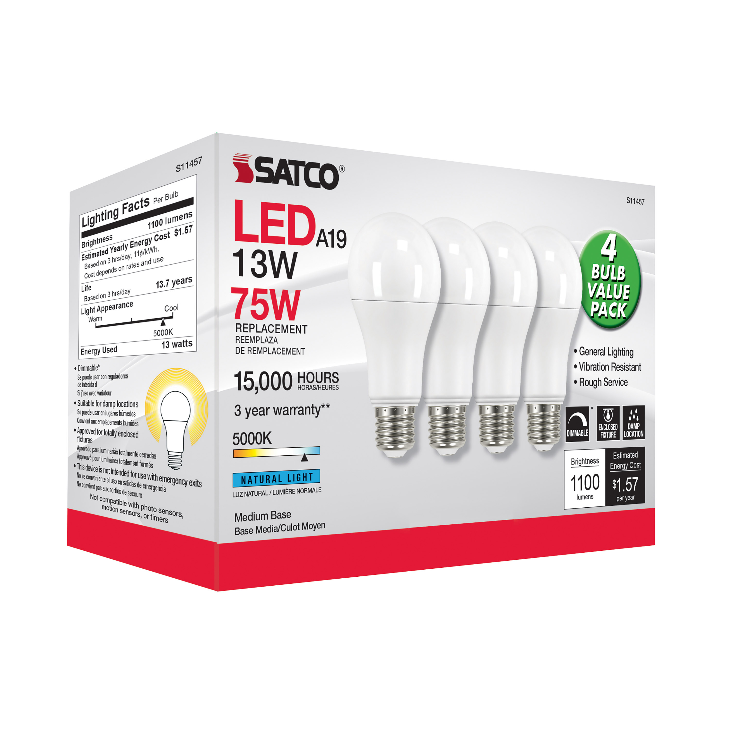 13A19/LED/850/120V/D/4PK - S11457