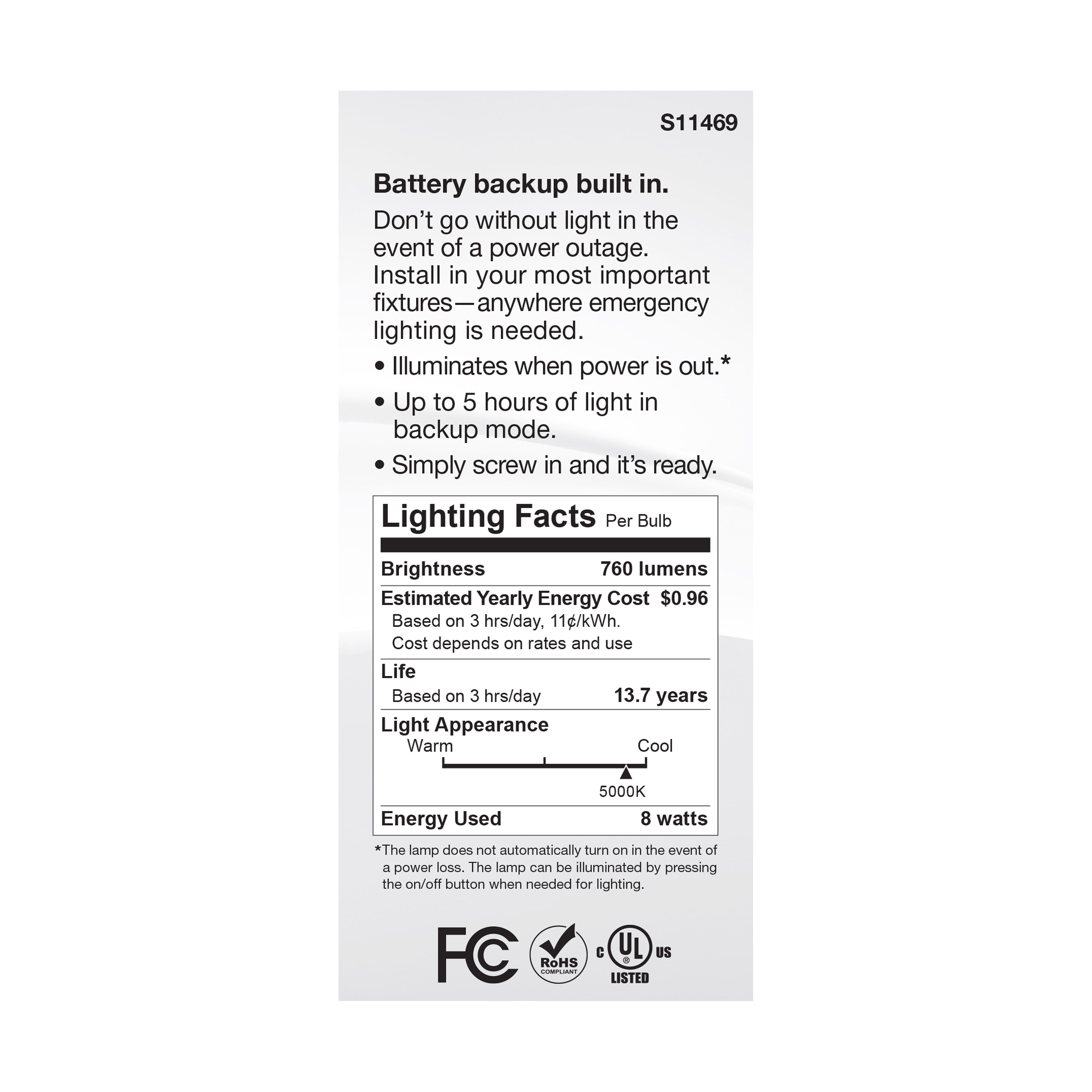 8A21/BATTERY BU/LED/850 - S11469