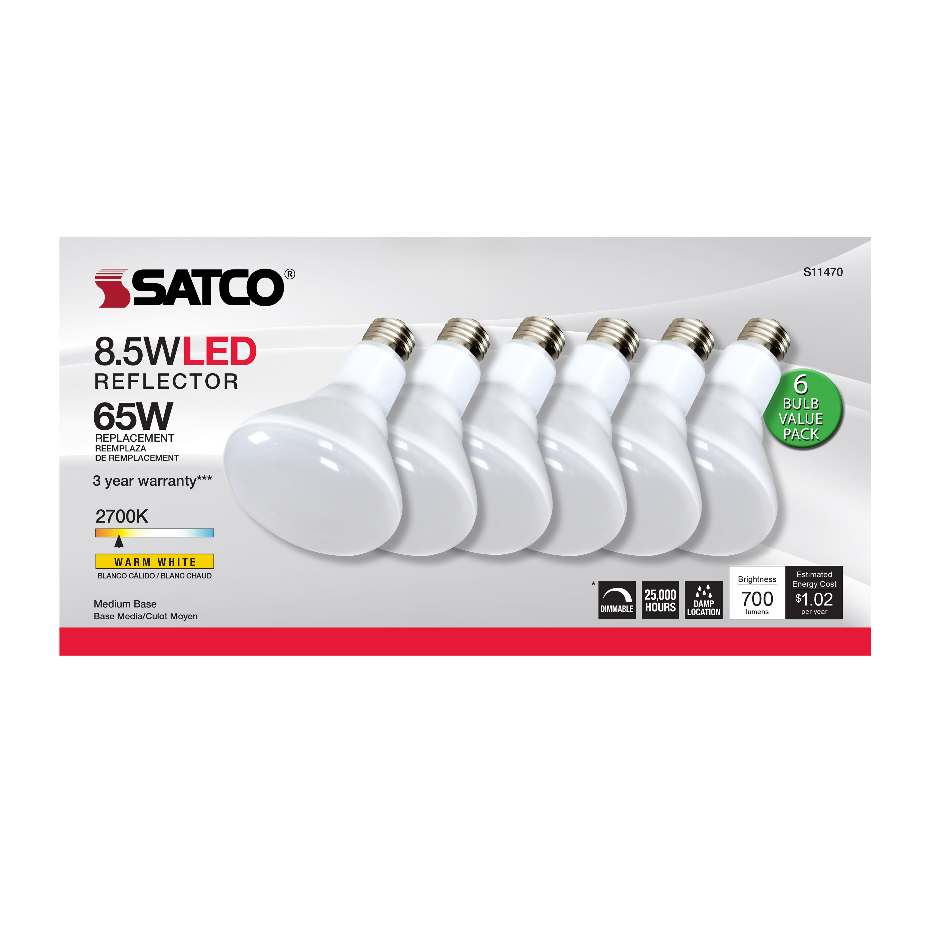 8.5BR30/LED/827/120V/6PK - S11470