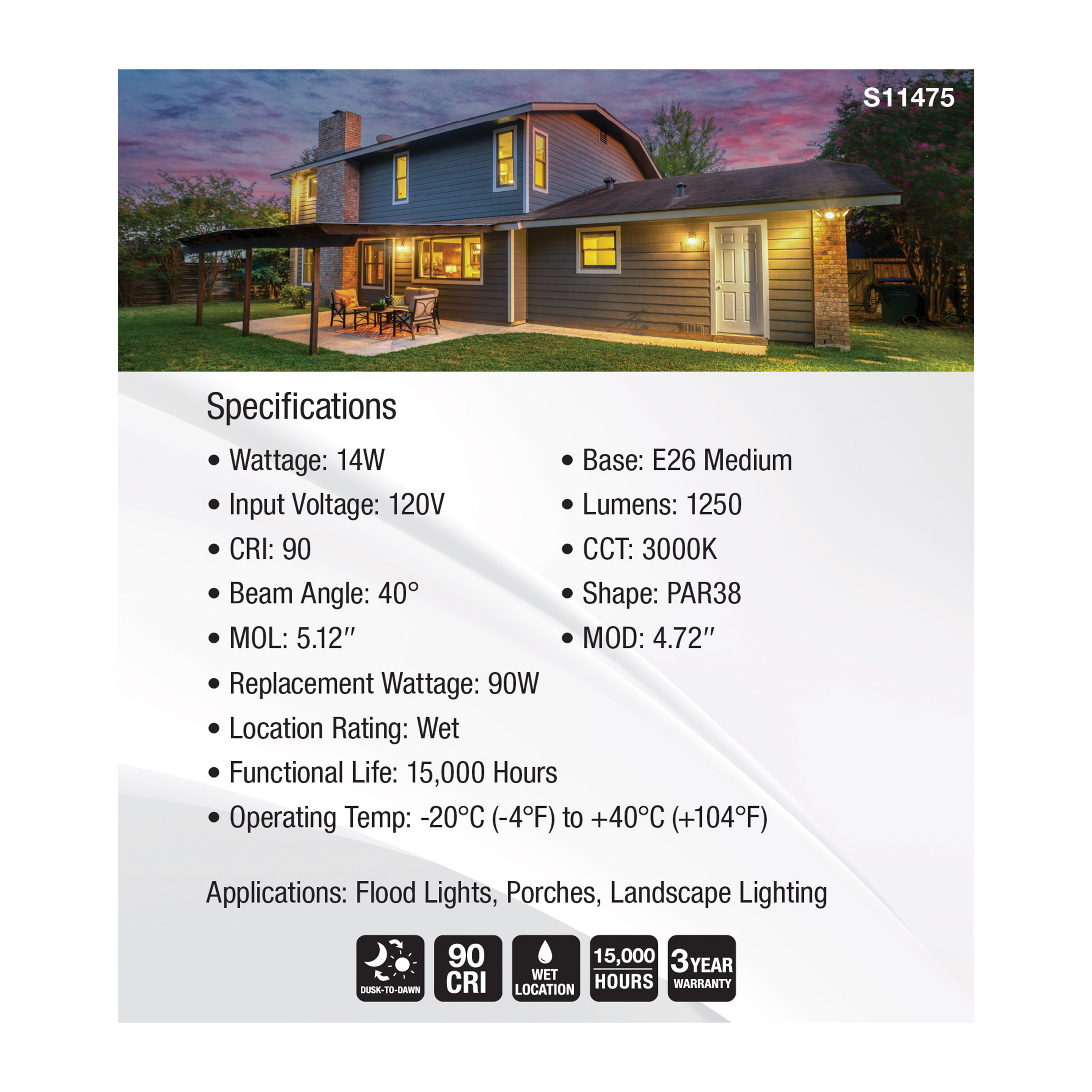 14PAR38/D2D/LED/930/120V - S11475