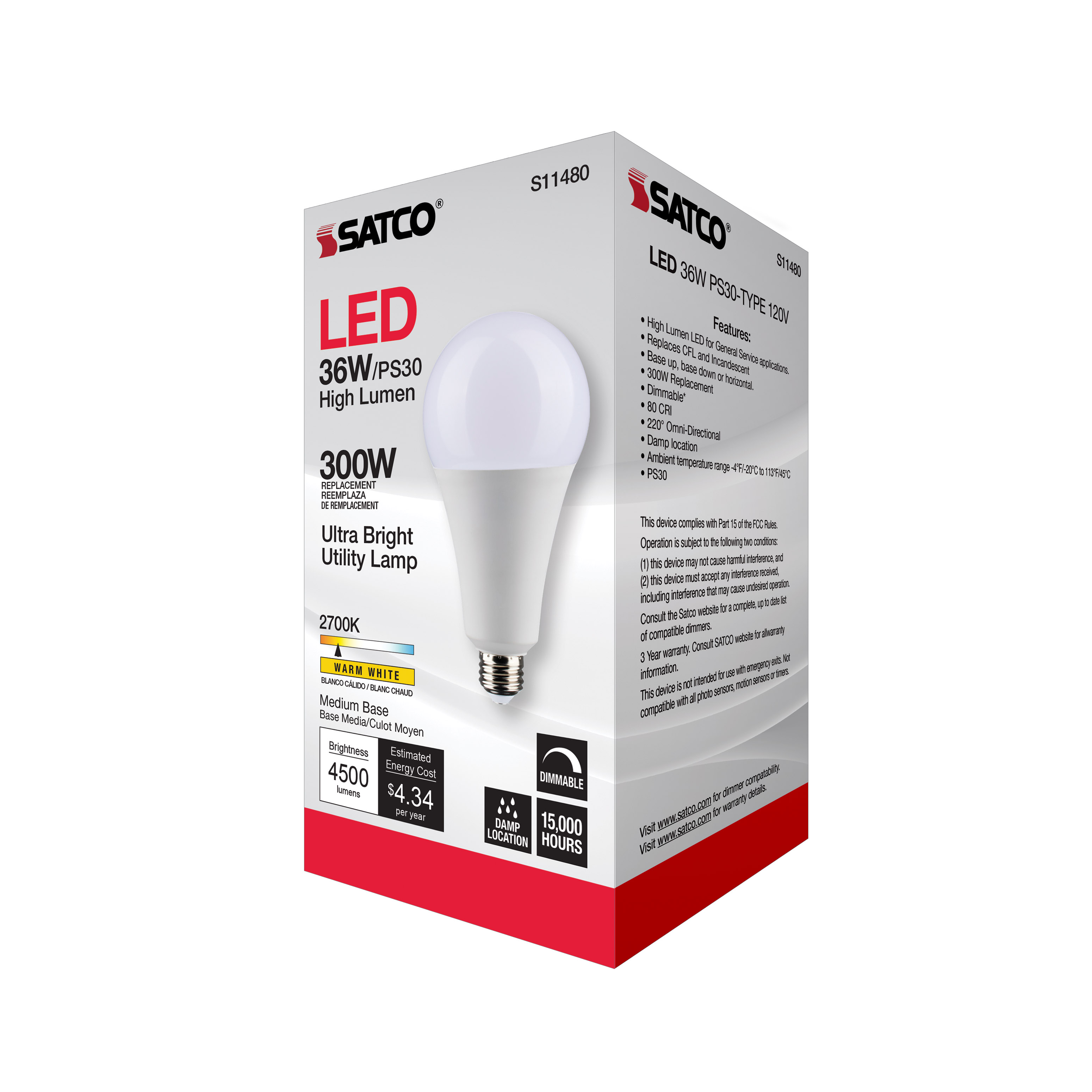 36PS30/LED/827/120V/DIM/E26 - S11480