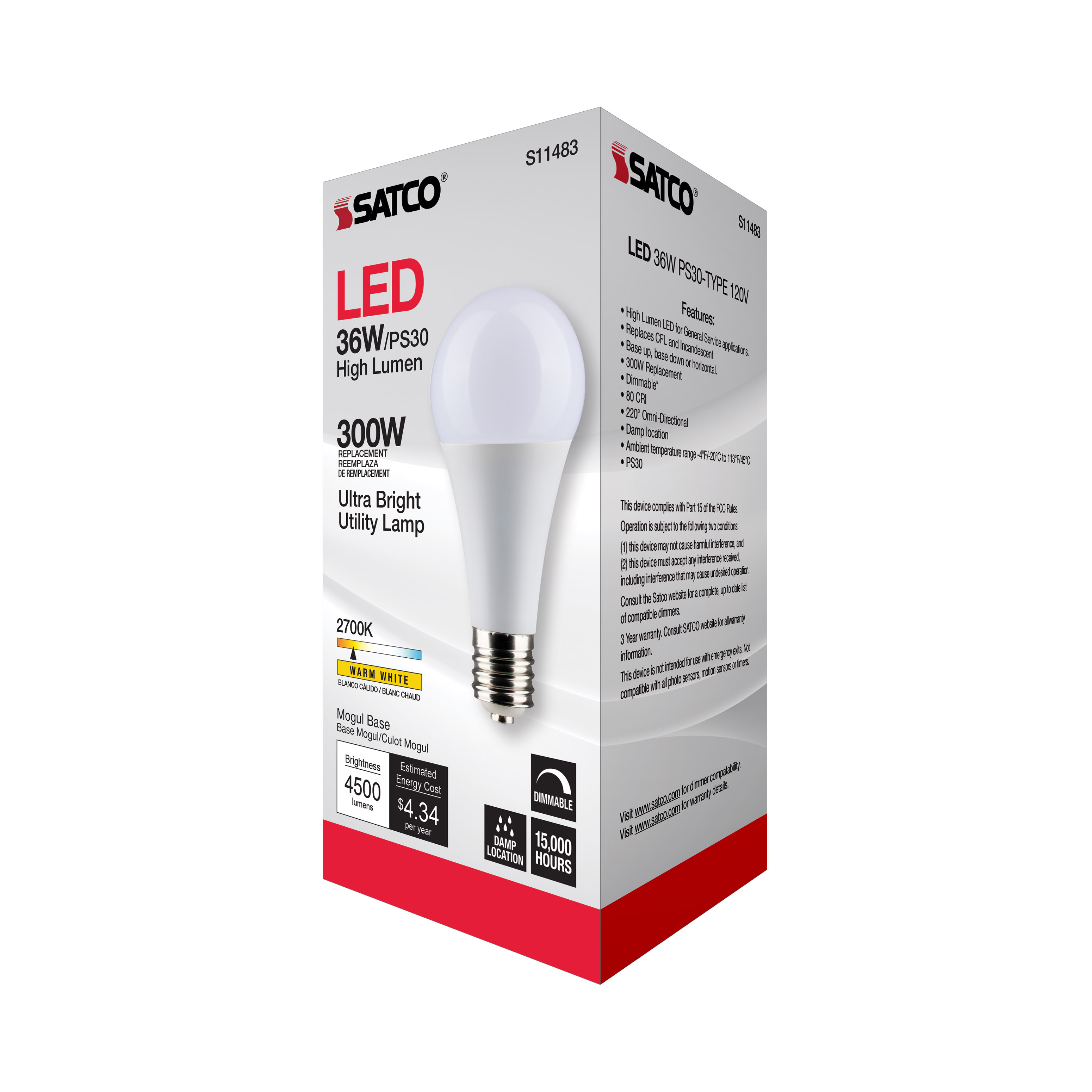 36PS30/LED/827/120V/DIM/E39 - S11483