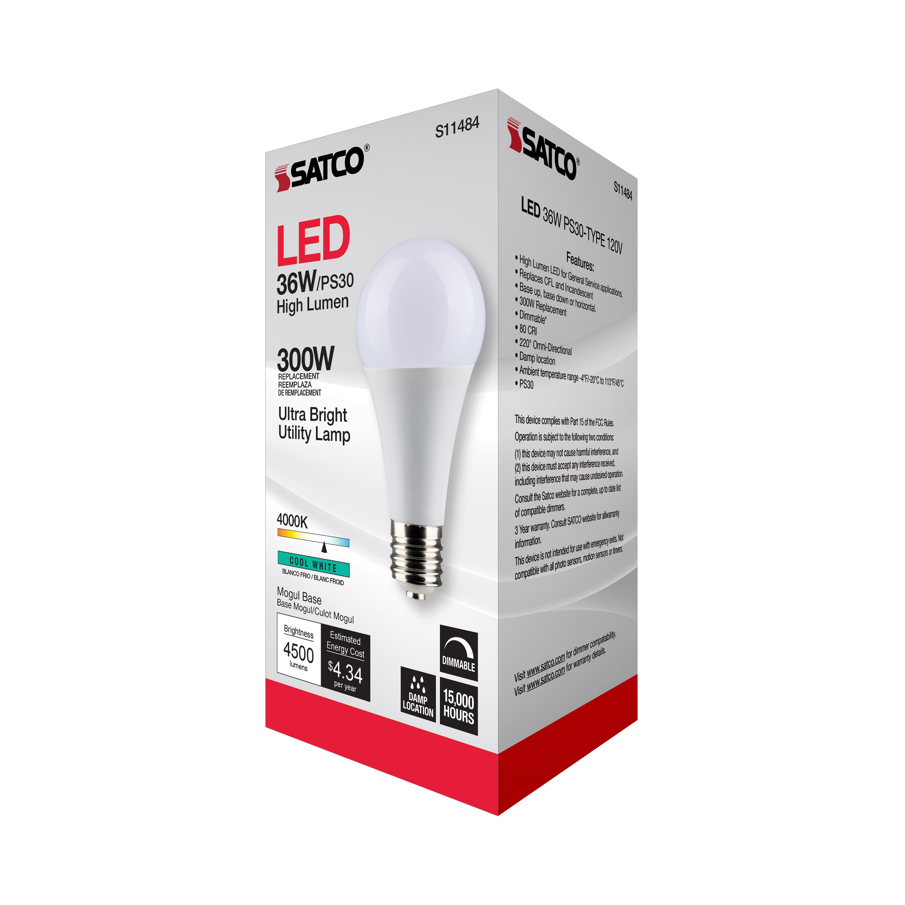 36PS30/LED/840/120V/DIM/E39 - S11484