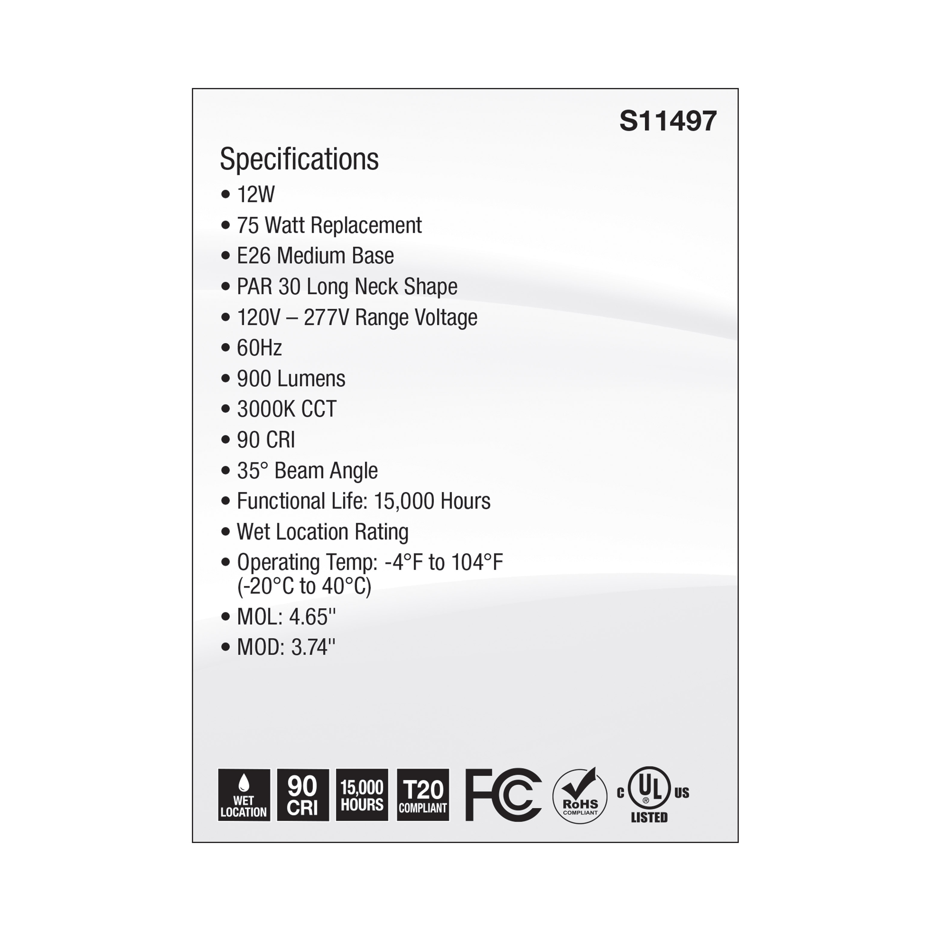 12PAR30L/LED/35'/930/120-277V - S11497