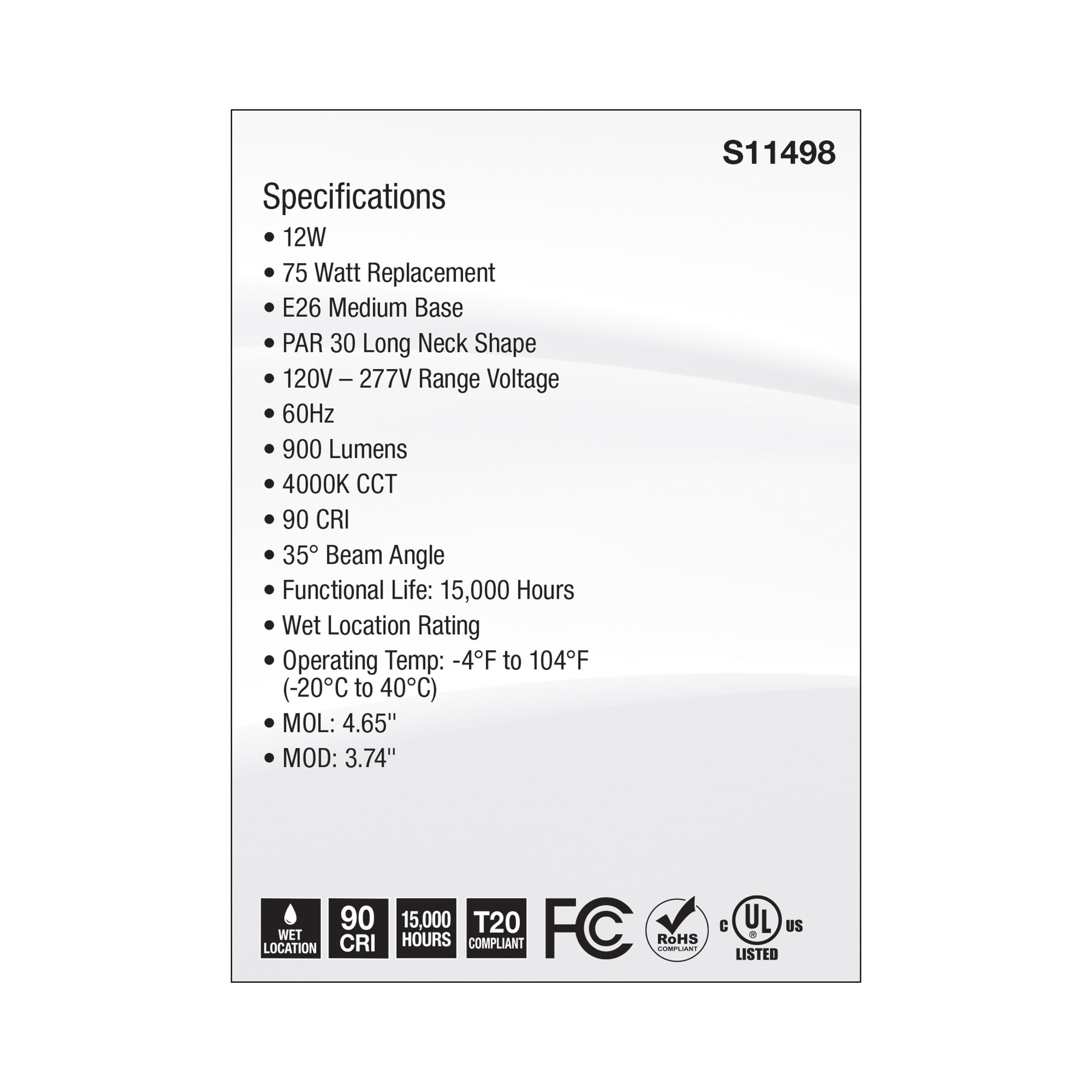 12PAR30L/LED/35'/940/120-277V - S11498