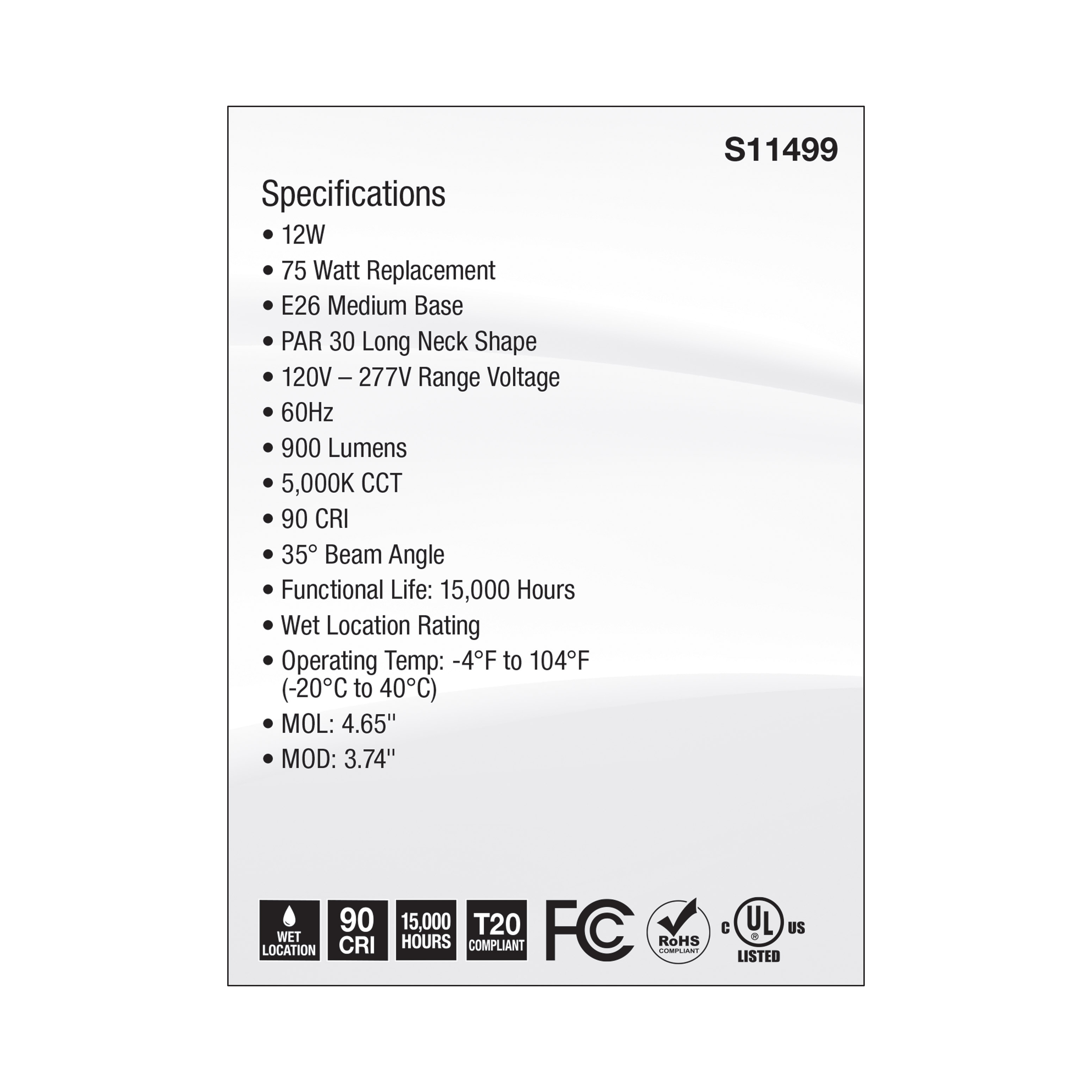 12PAR30L/LED/35'/950/120-277V - S11499