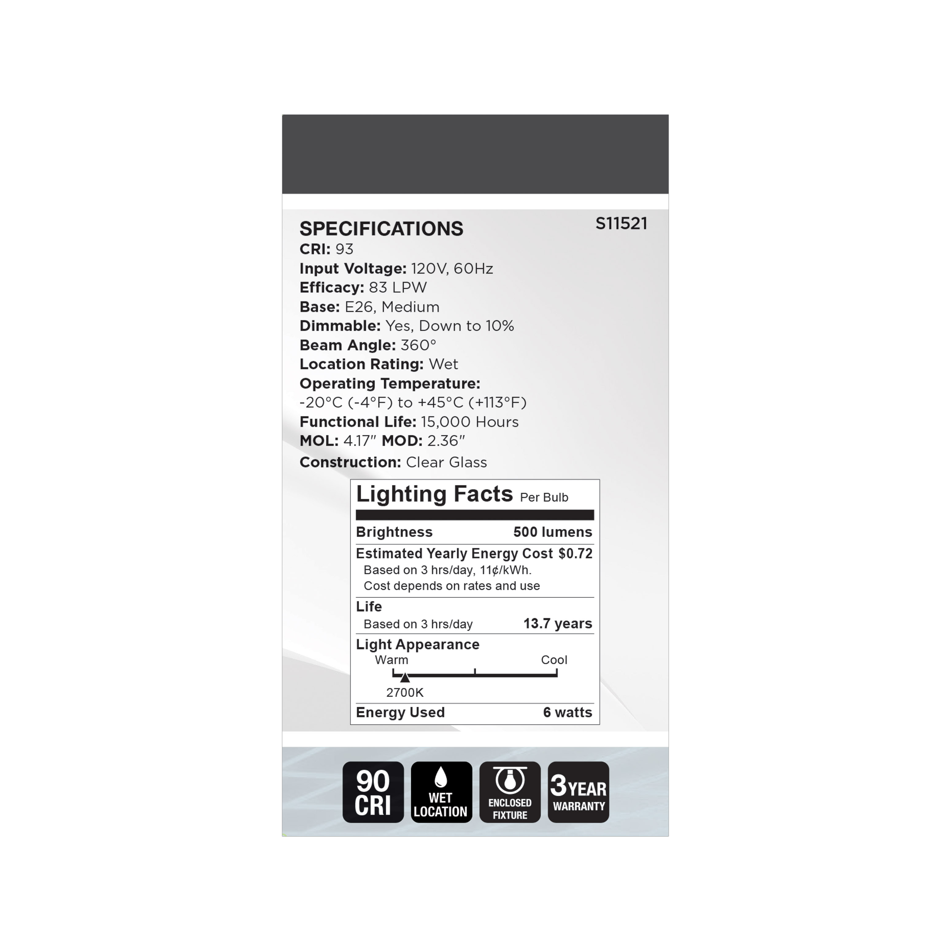 6A19/CL/LED-GF/COIL/927/120V - S11521