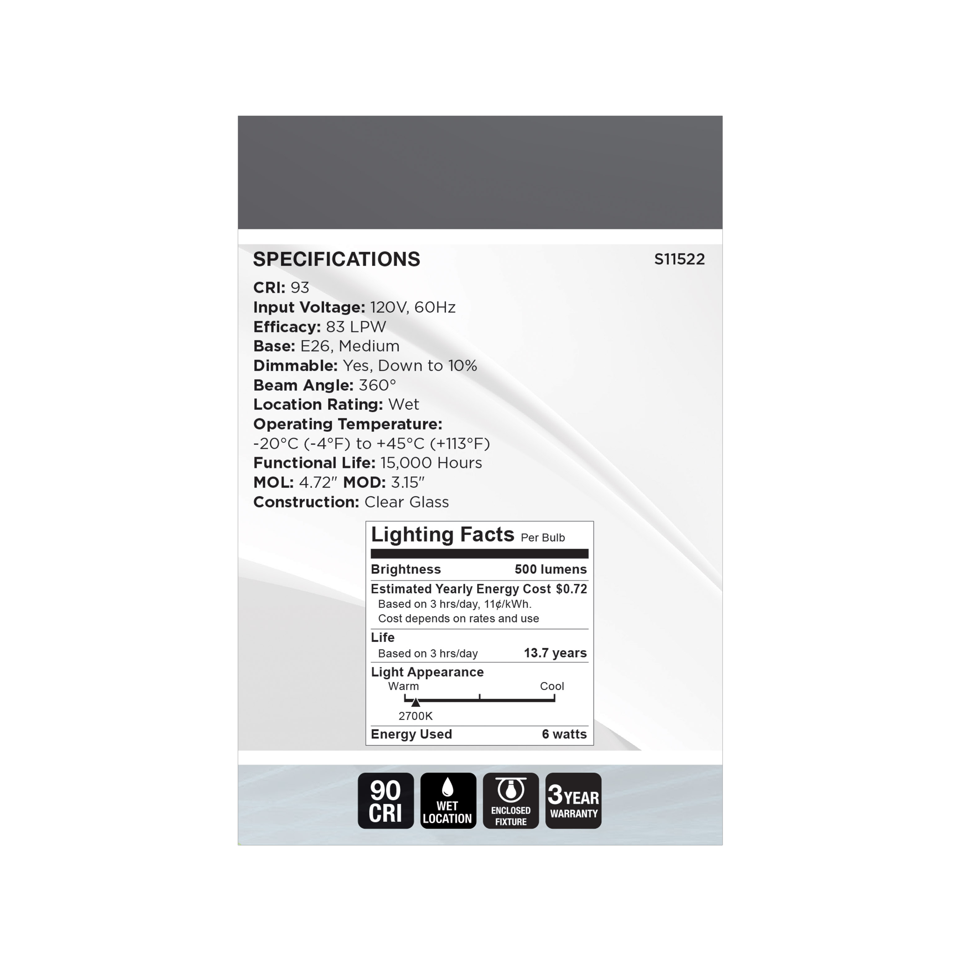 6G25/CL/LED-GF/COIL/927/120V - S11522