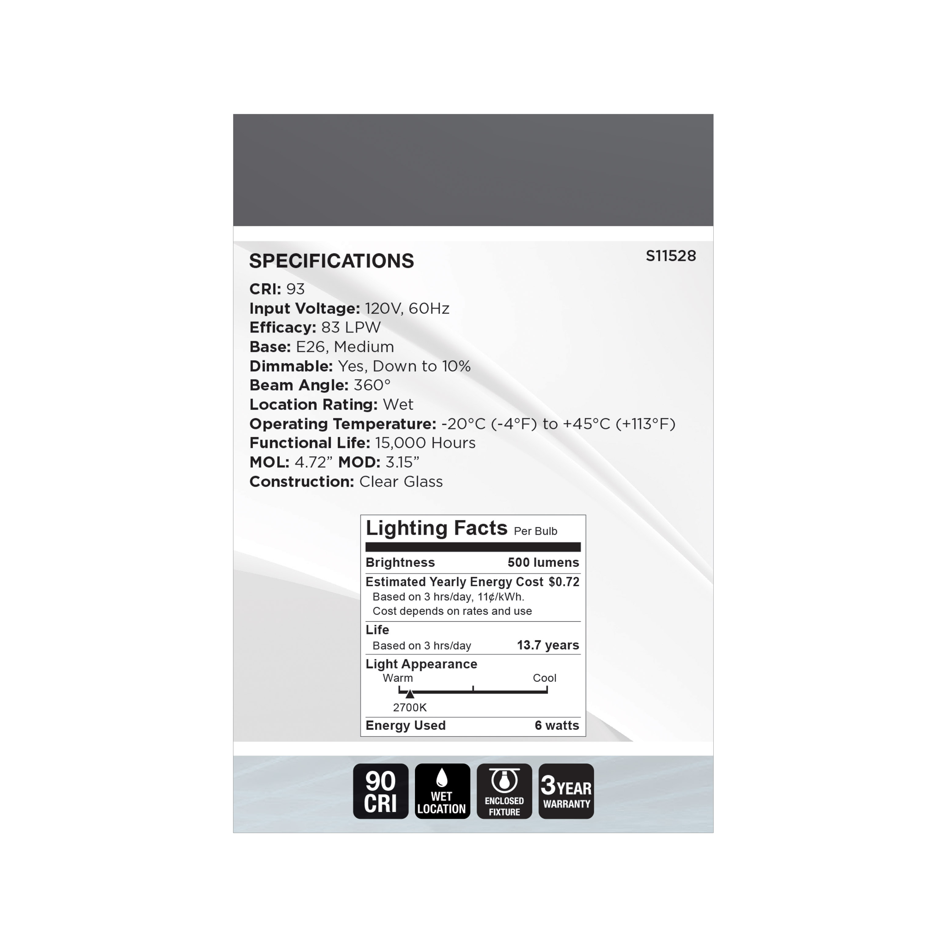 6G25/CL/LED-GF/LOOP/927/120V - S11528