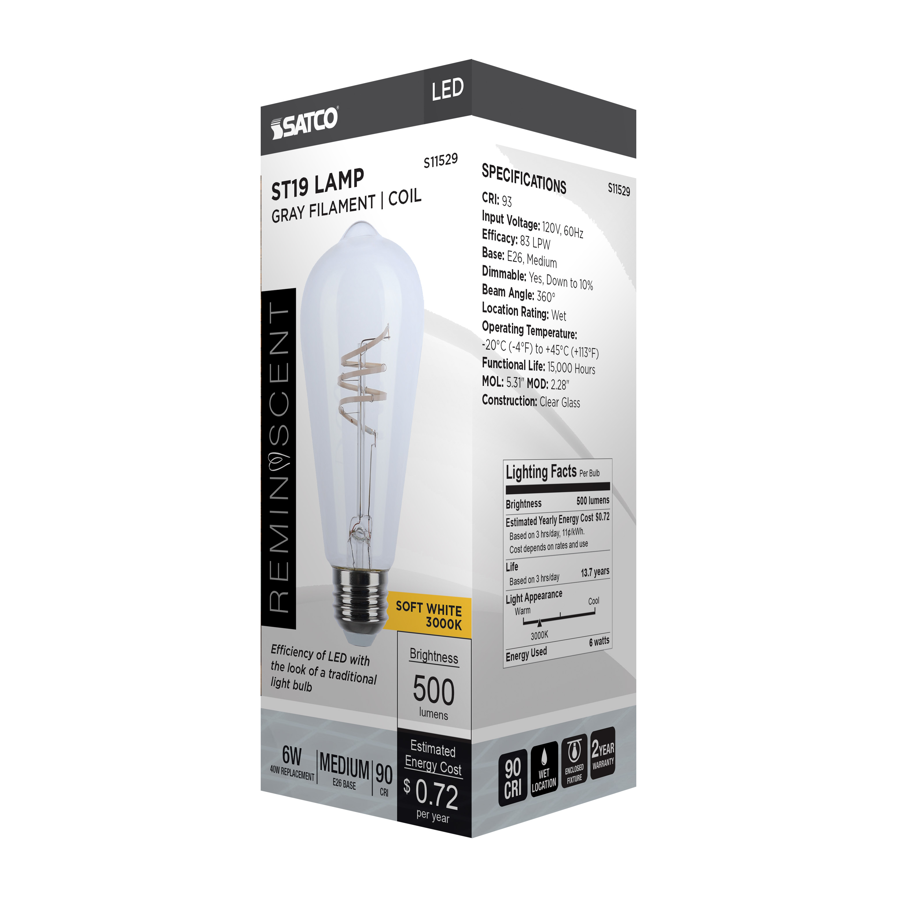 6ST19/CL/LED-GF/COIL/930/E26 - S11529