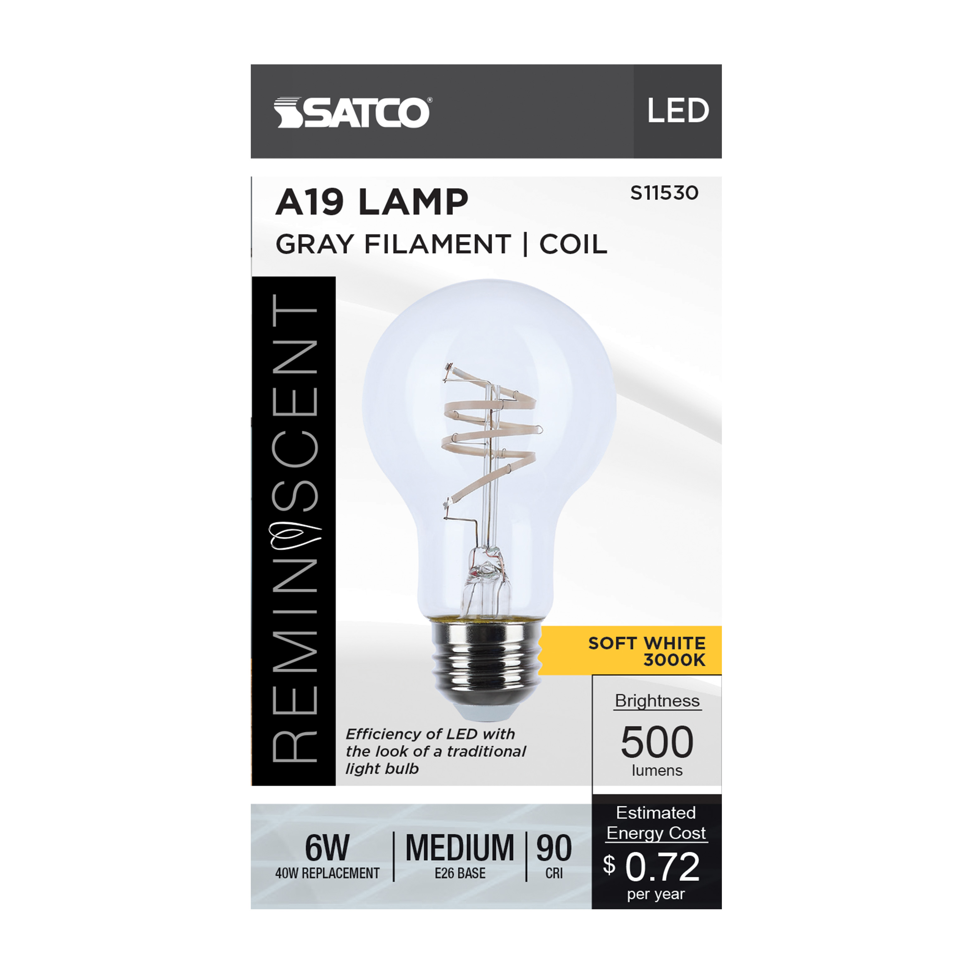 6A19/CL/LED-GF/COIL/930/E26 - S11530