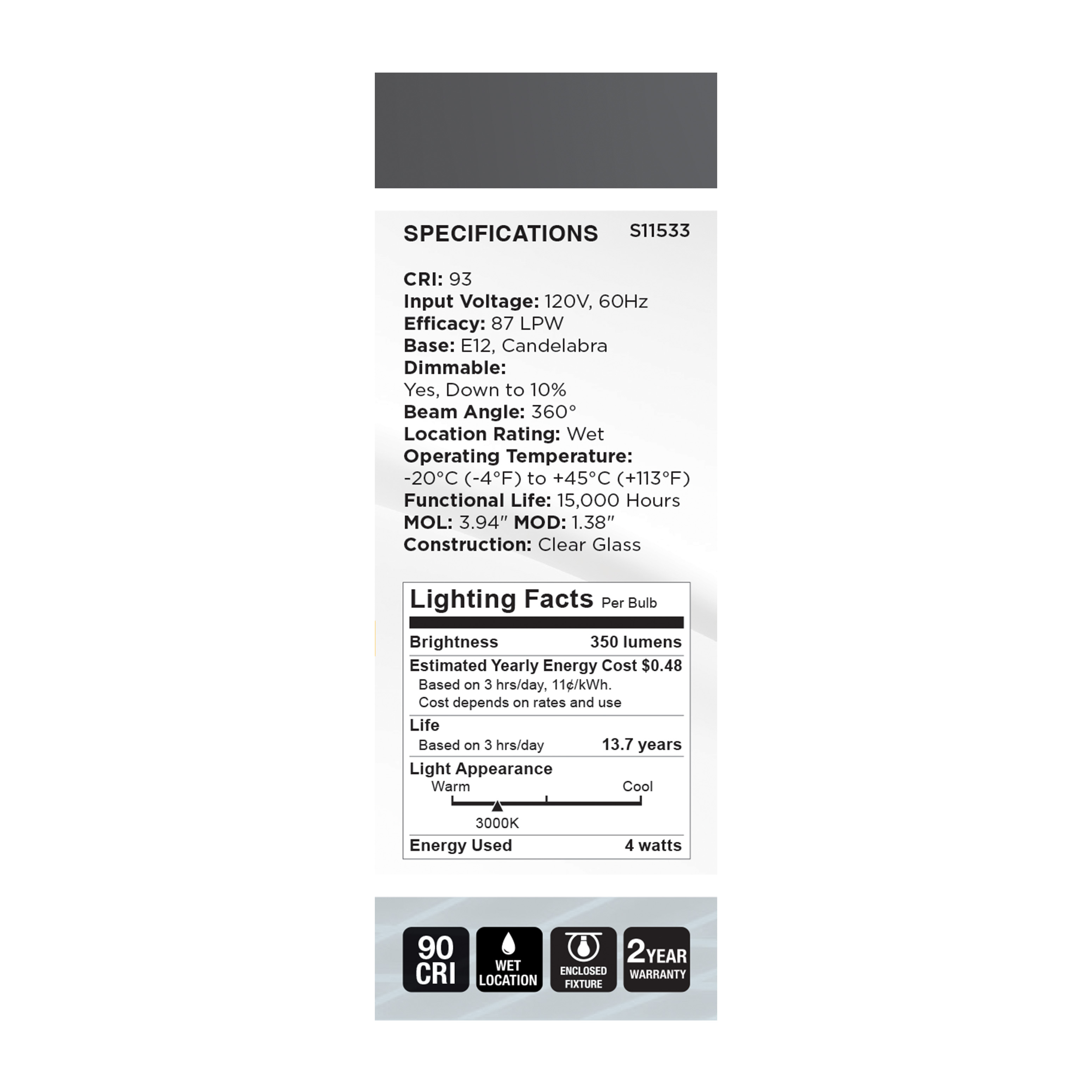 4B11/CL/LED-GF/COIL/930/E12 - S11533