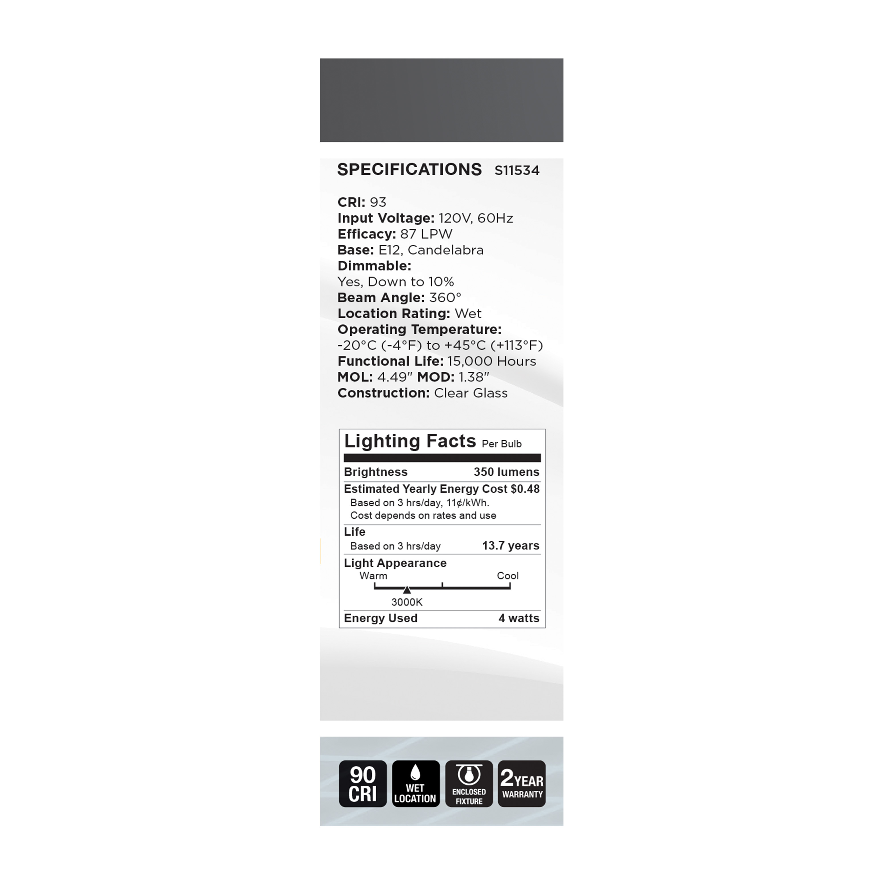 4CA11/CL/LED-GF/COIL/930/E12 - S11534