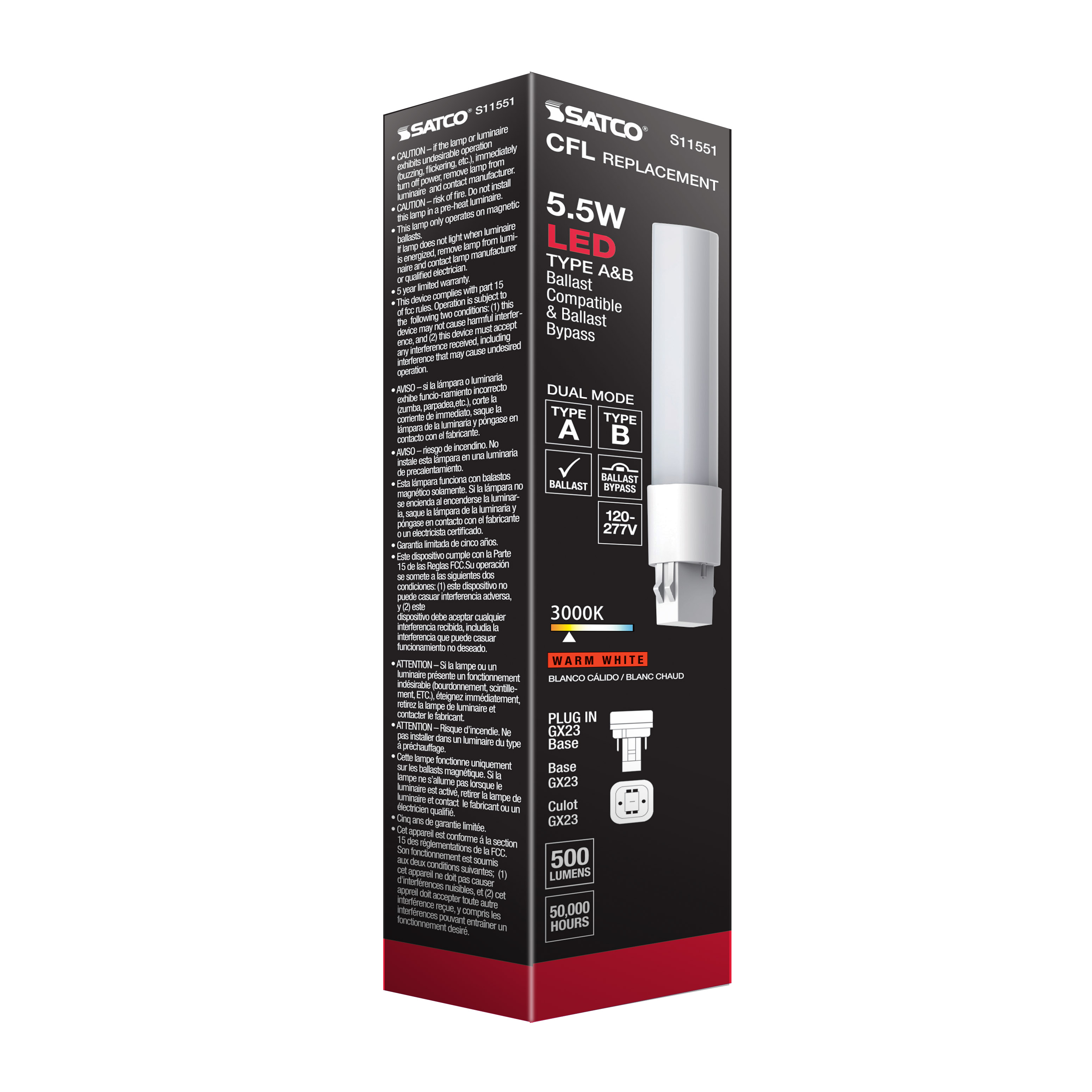 5.5W/LED/CFL/830/2P/DUAL - S11551