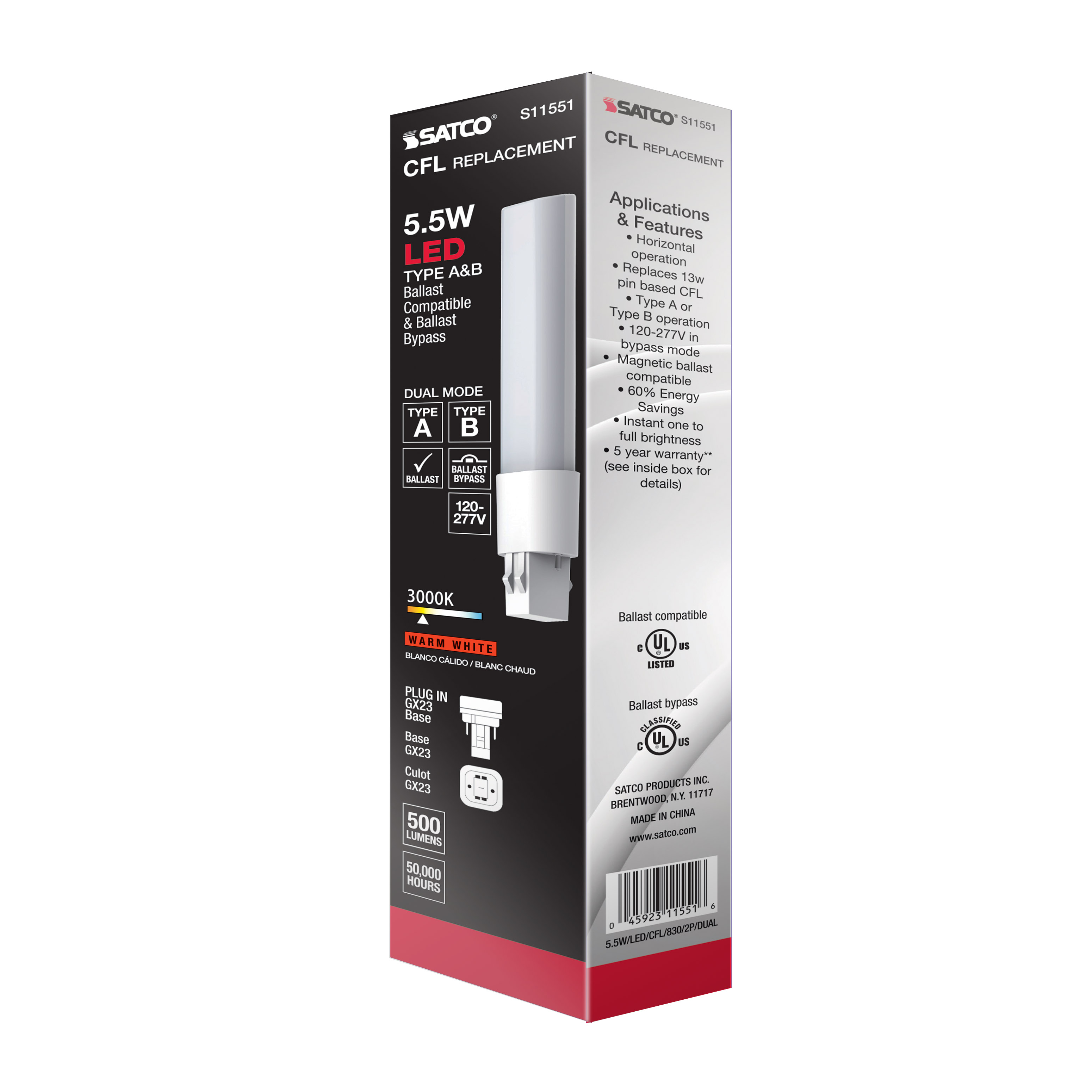 5.5W/LED/CFL/830/2P/DUAL - S11551