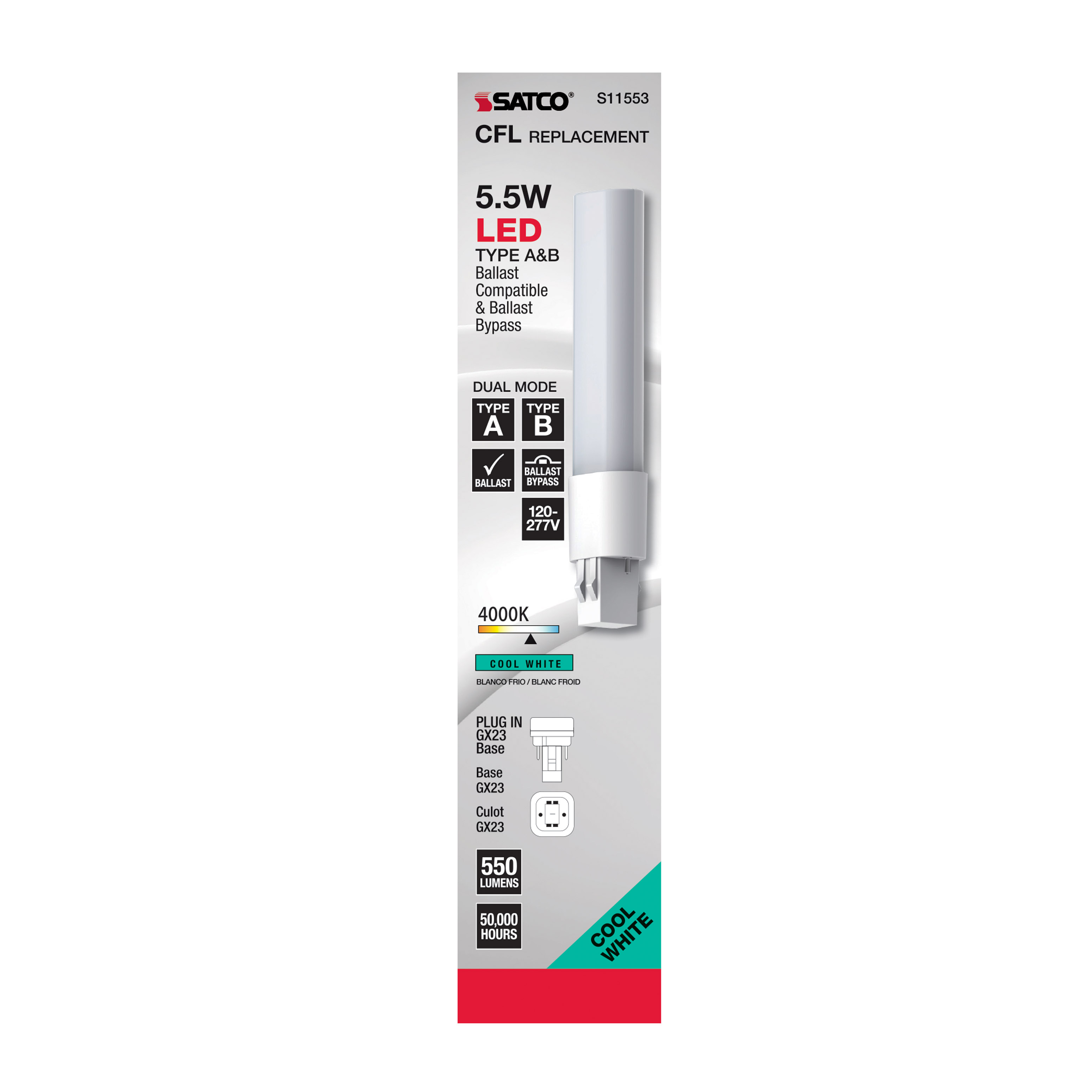 5.5W/LED/CFL/840/2P/DUAL - S11553