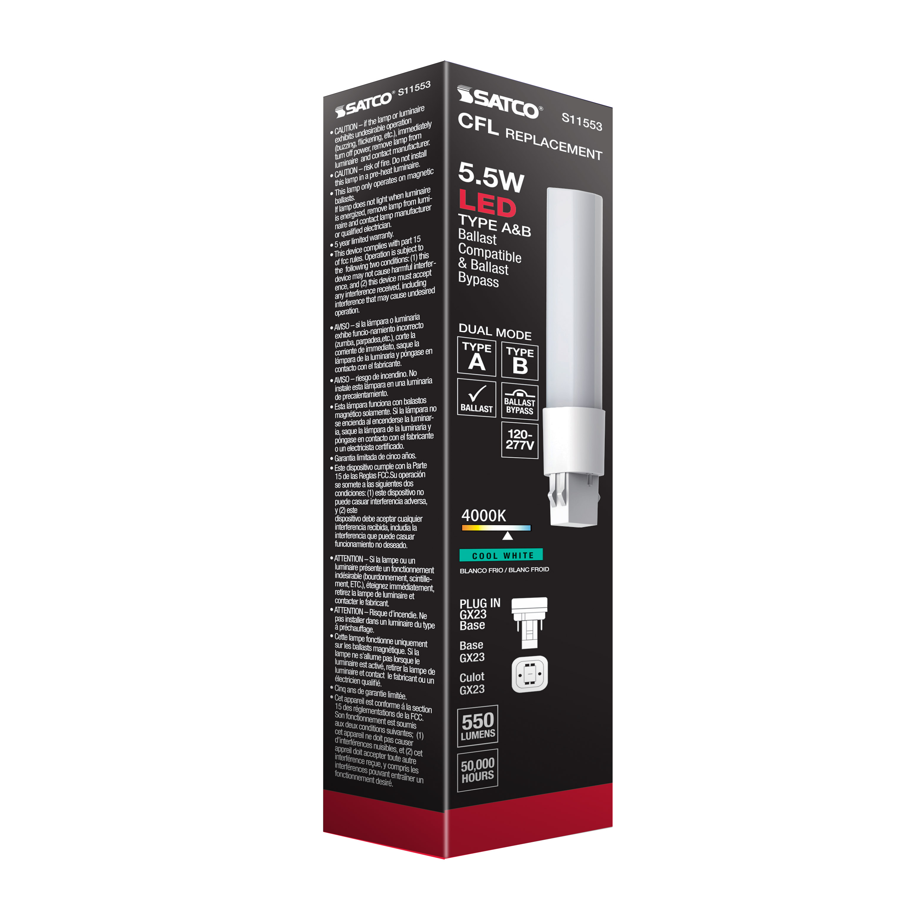 5.5W/LED/CFL/840/2P/DUAL - S11553