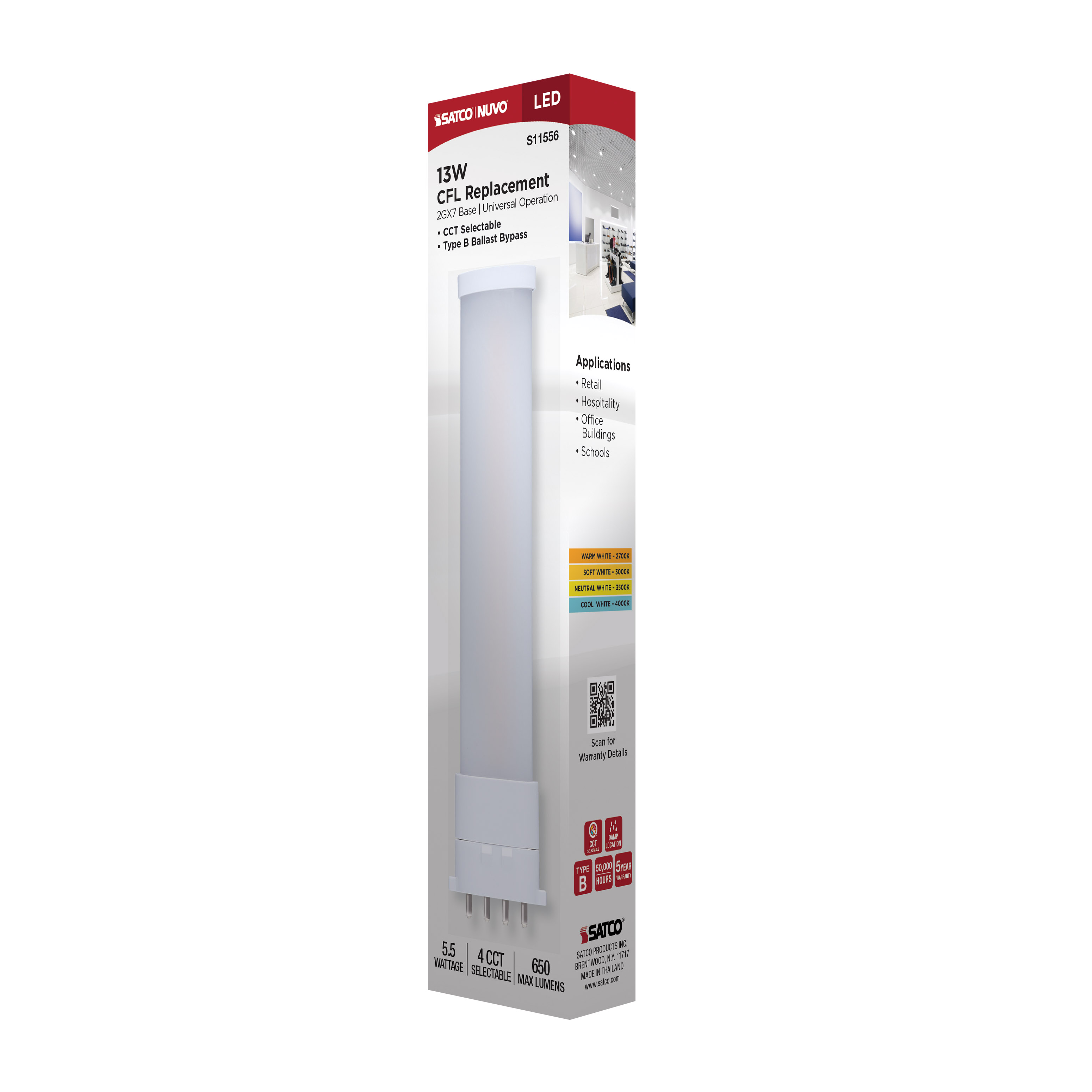 5.5W/LED/CFL/CCT/2GX7/BP - S11556