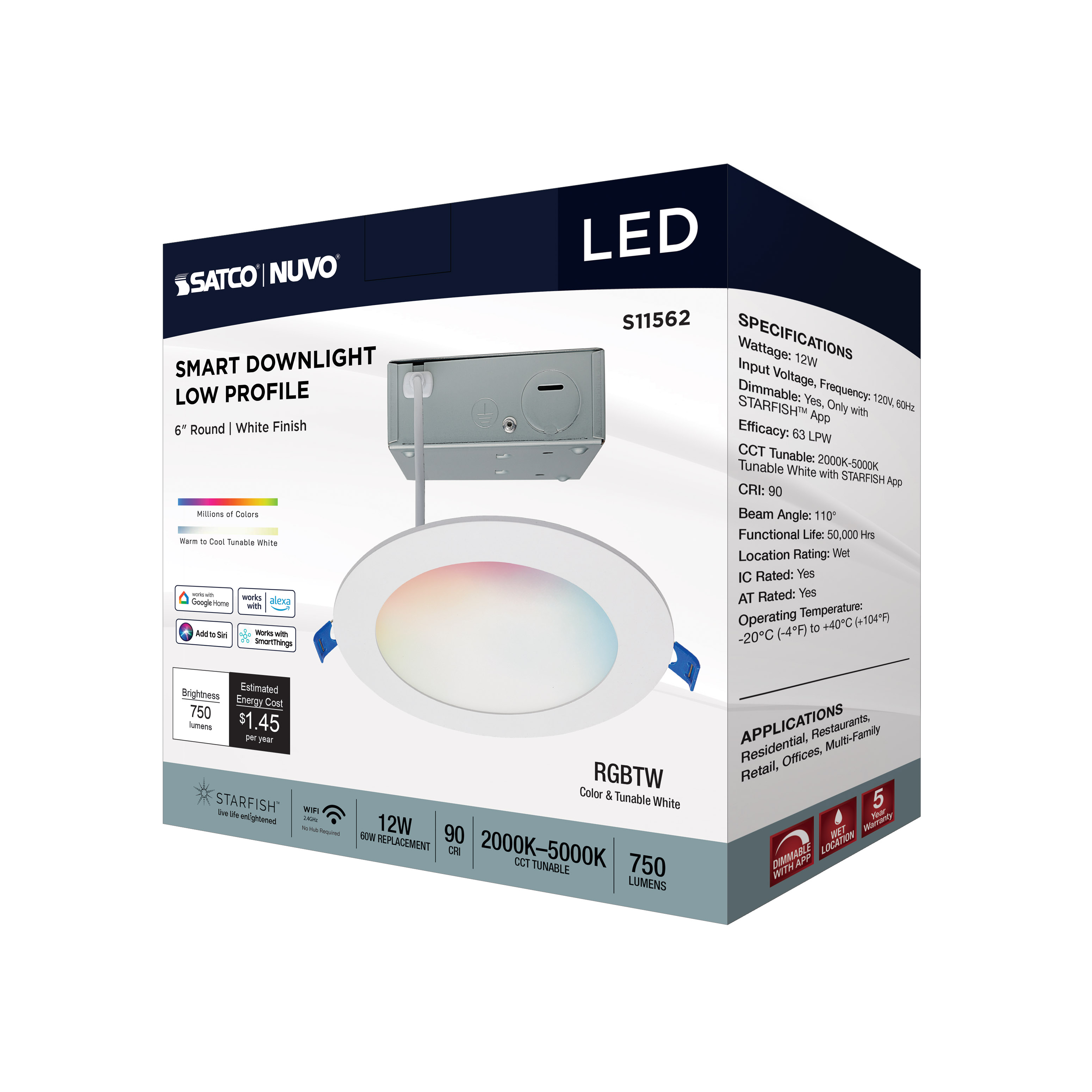 12WLED/DW/6/RGBTW/RND/WH - S11562